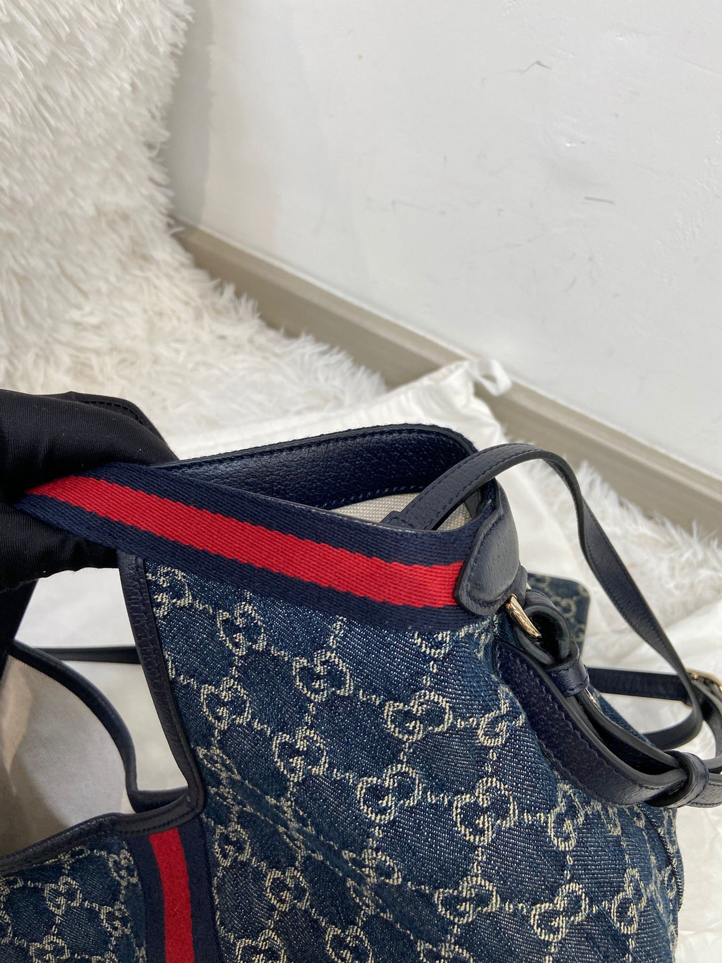 GUCCI Giglio tote 小號牛仔布 連pouch一套