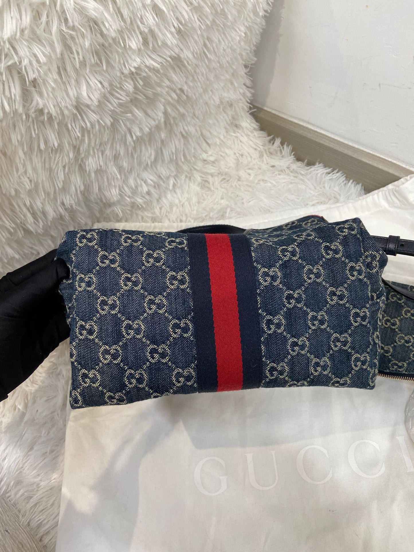 GUCCI Giglio tote 小號牛仔布 連pouch一套