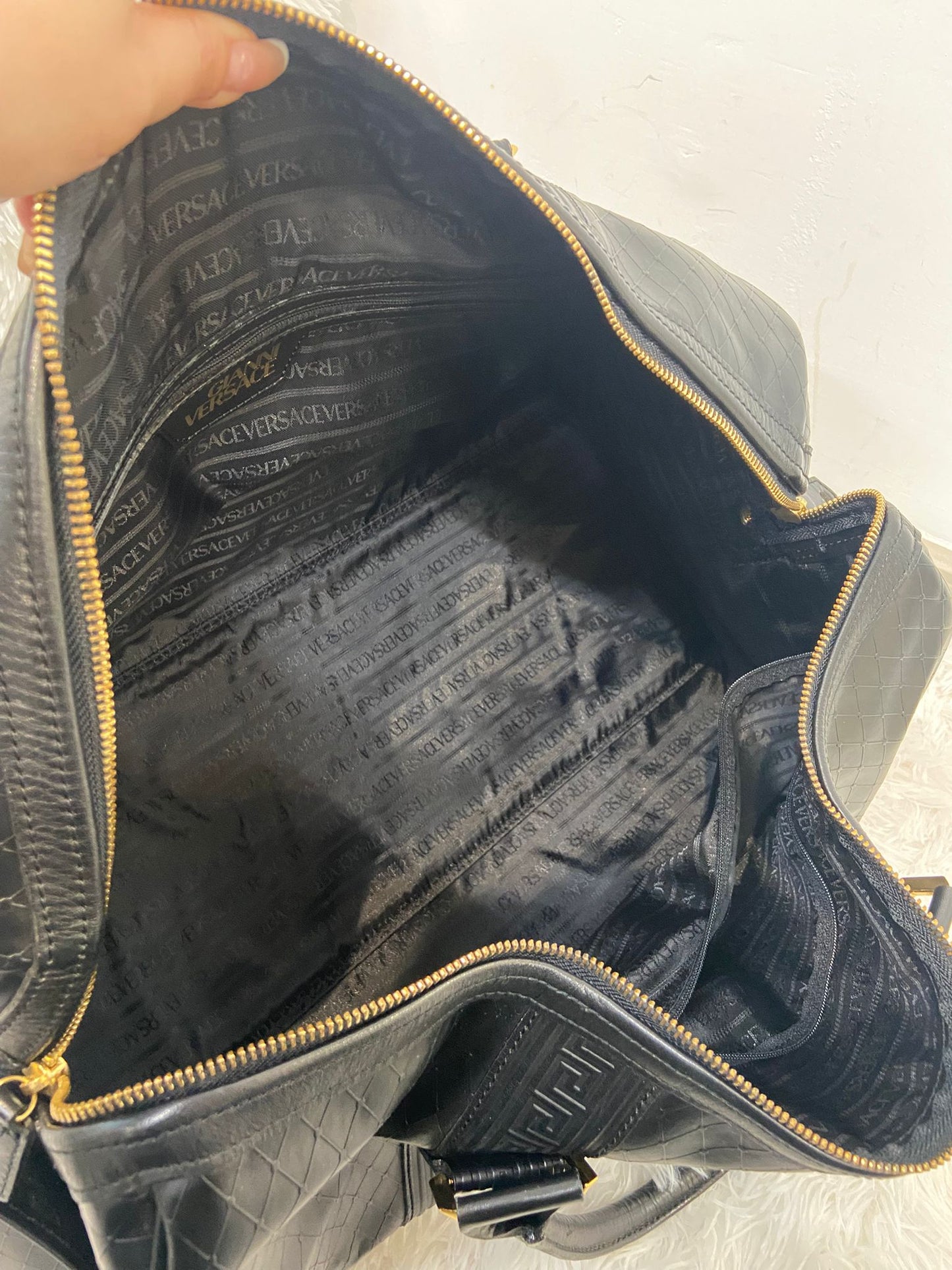 Versace 黑色牛皮旅行袋
