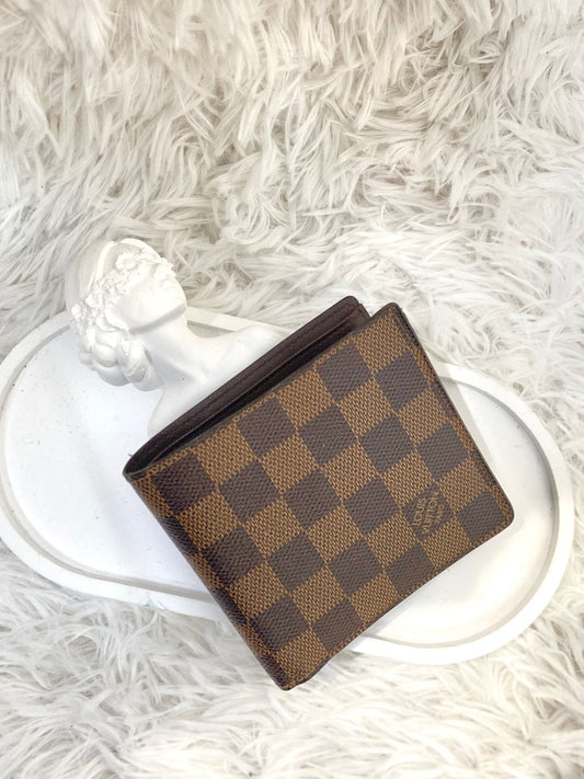 Lv 棋盤 兩摺短銀包