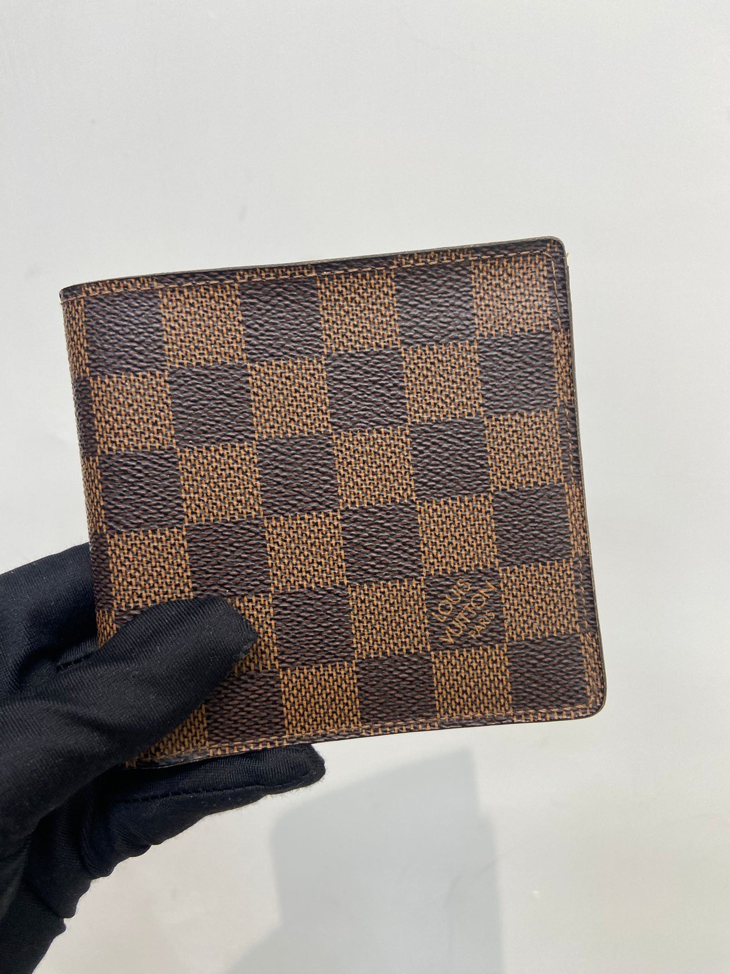 Lv 棋盤 兩摺短銀包