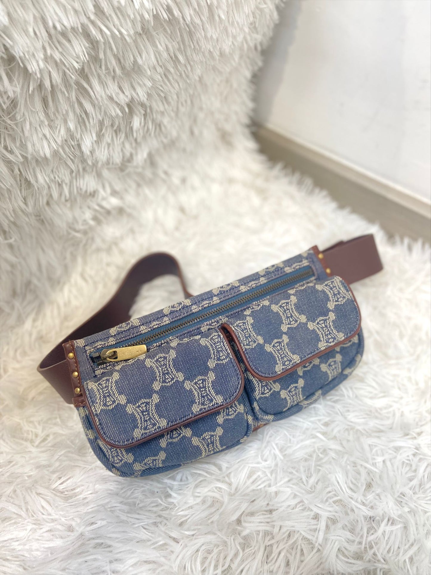 Celine 牛仔凱旋門 腰包