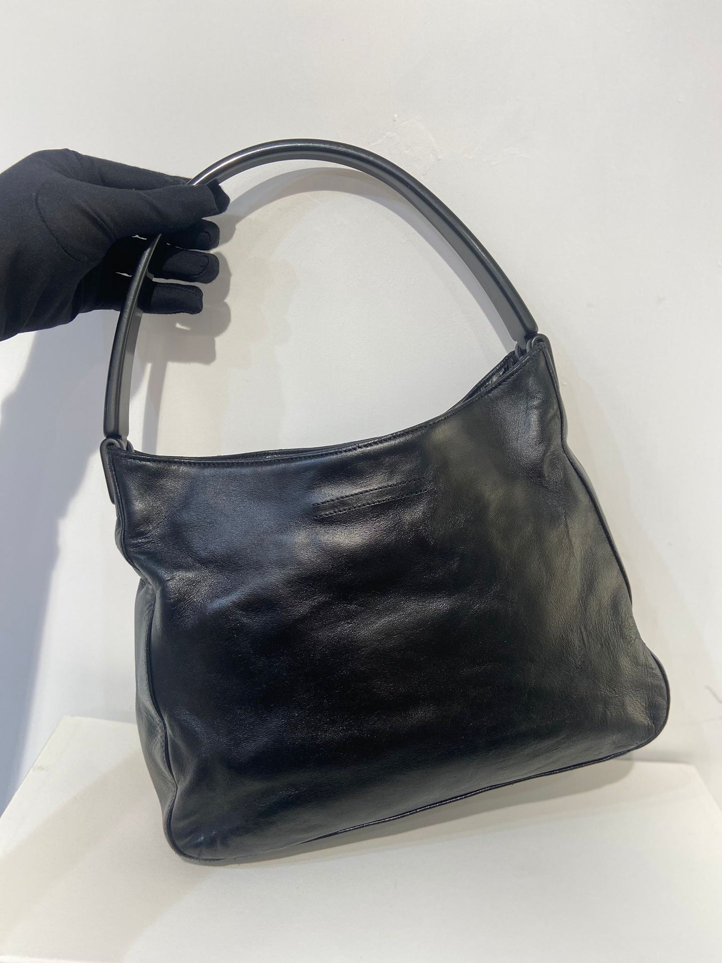 Prada plastic handle hobo bag