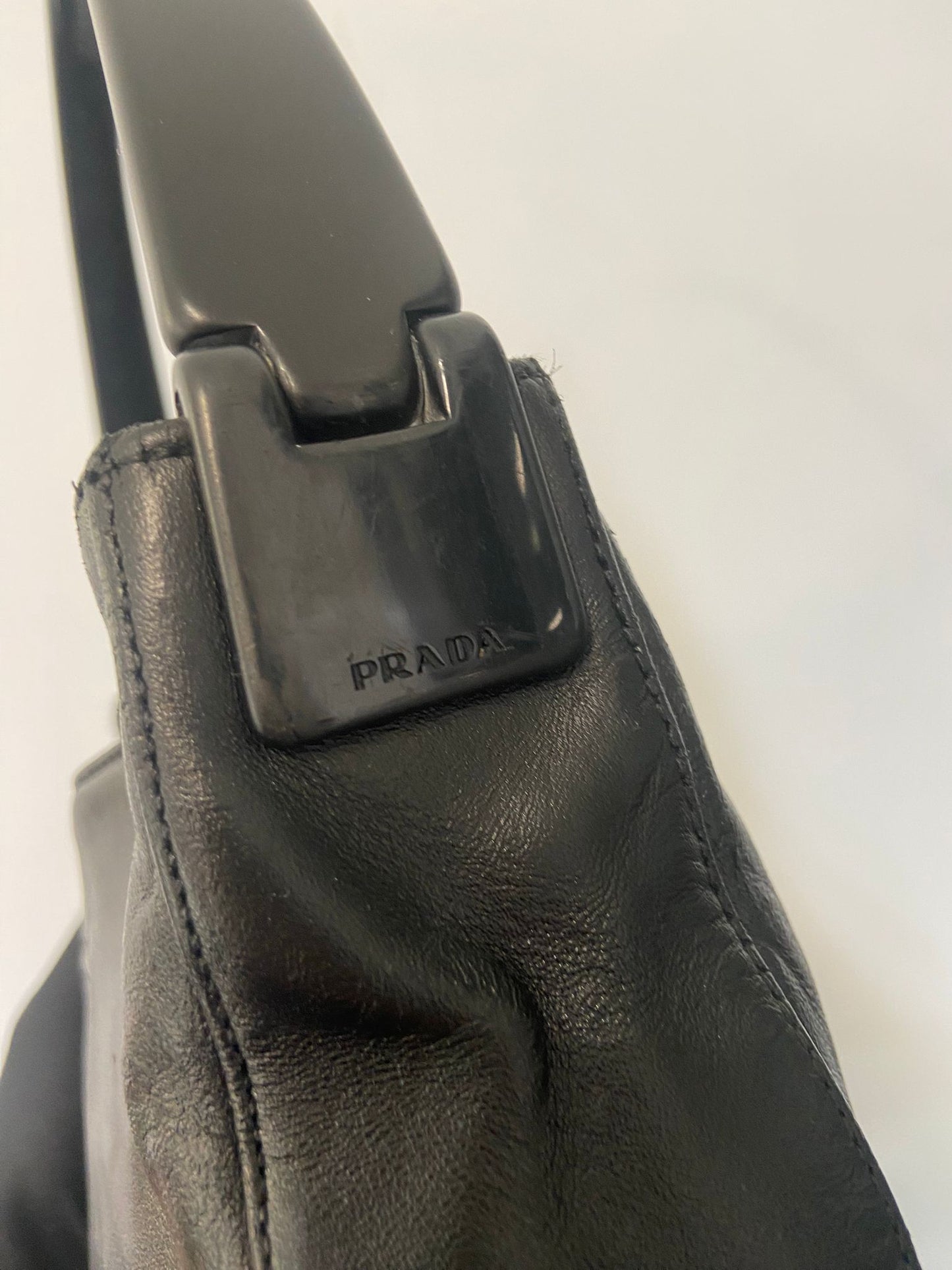 Prada plastic handle hobo bag