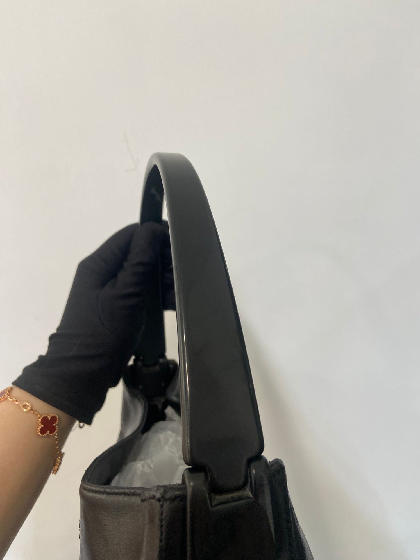 Prada plastic handle hobo bag