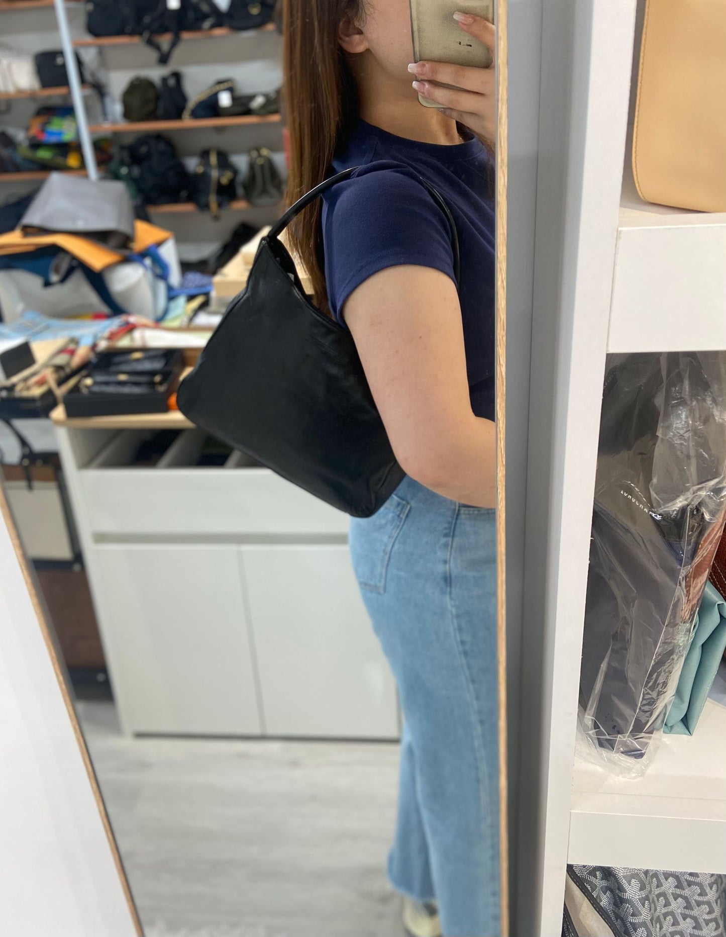 Prada plastic handle hobo bag