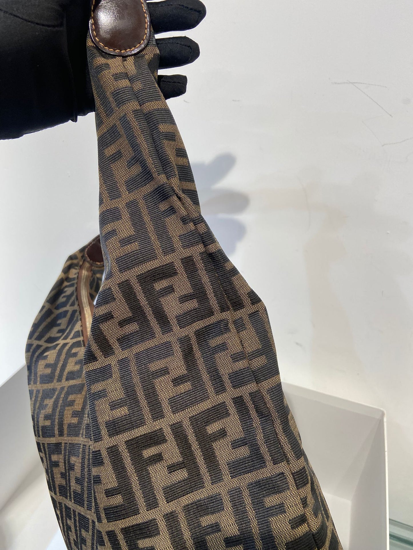 Fendi zucca double zip hobo bag