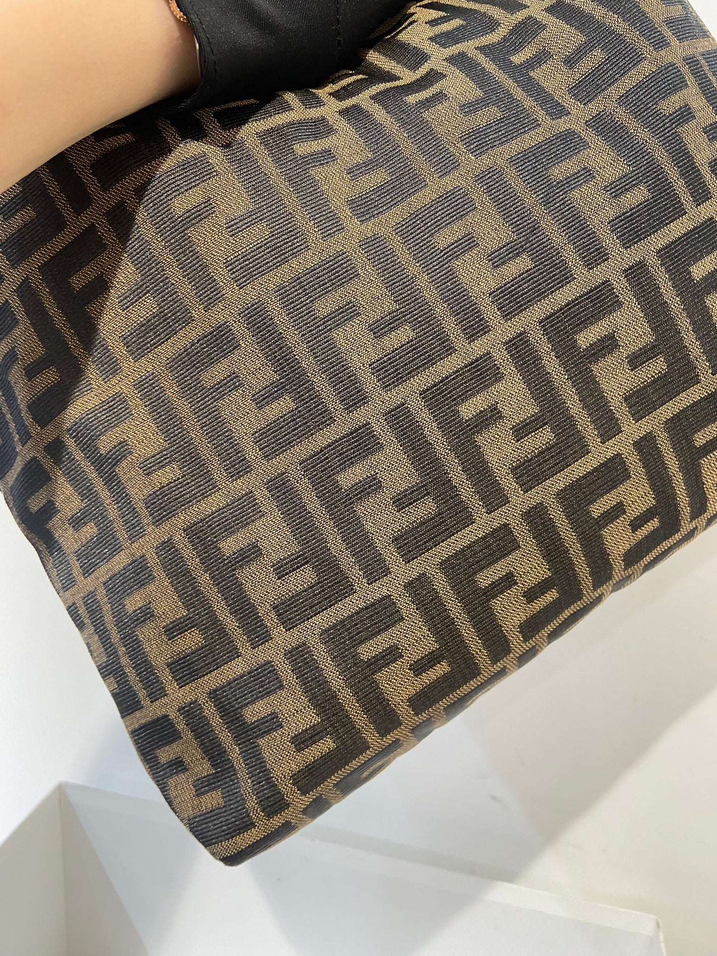 Fendi zucca double zip hobo bag