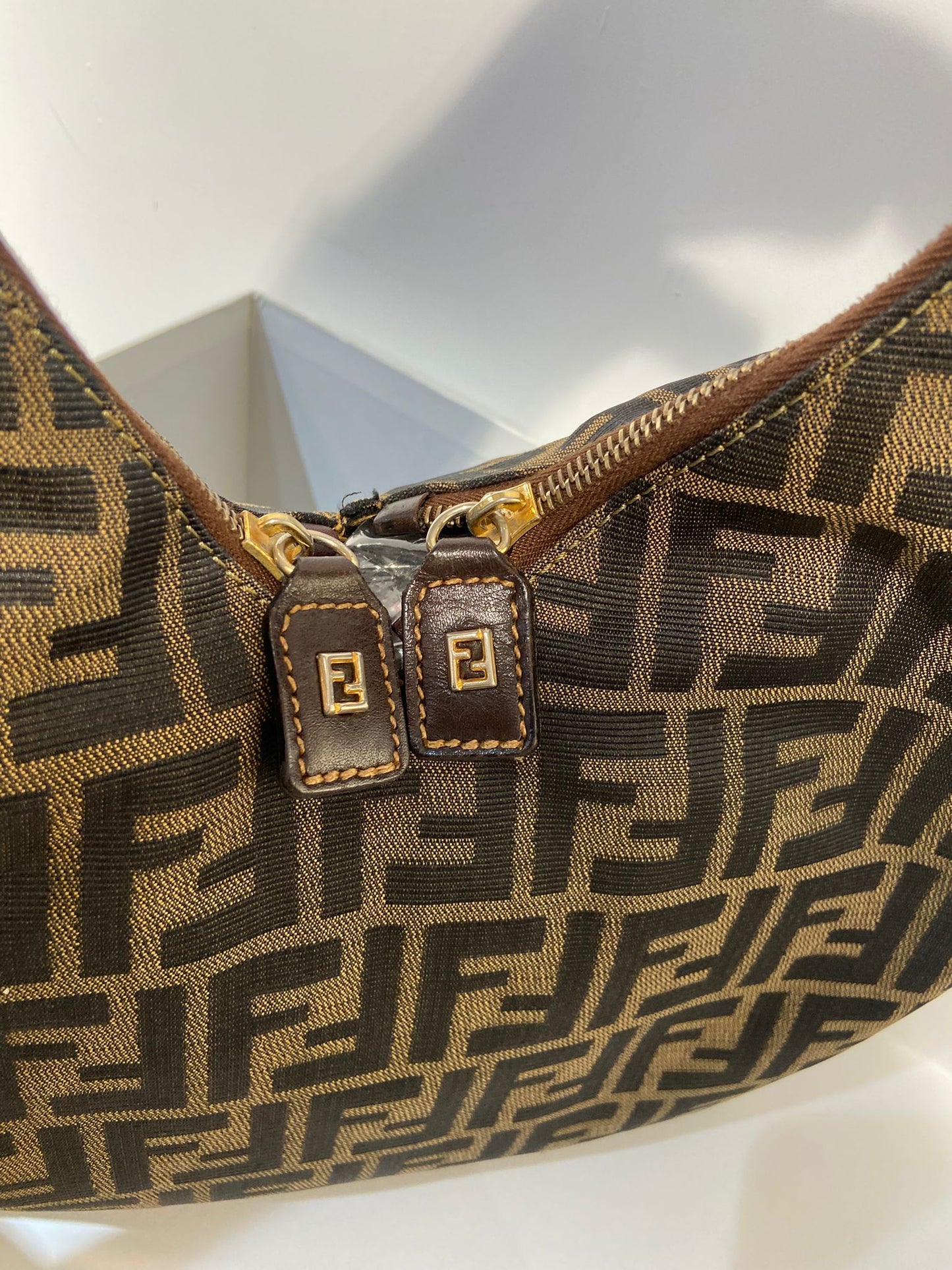 Fendi zucca double zip hobo bag