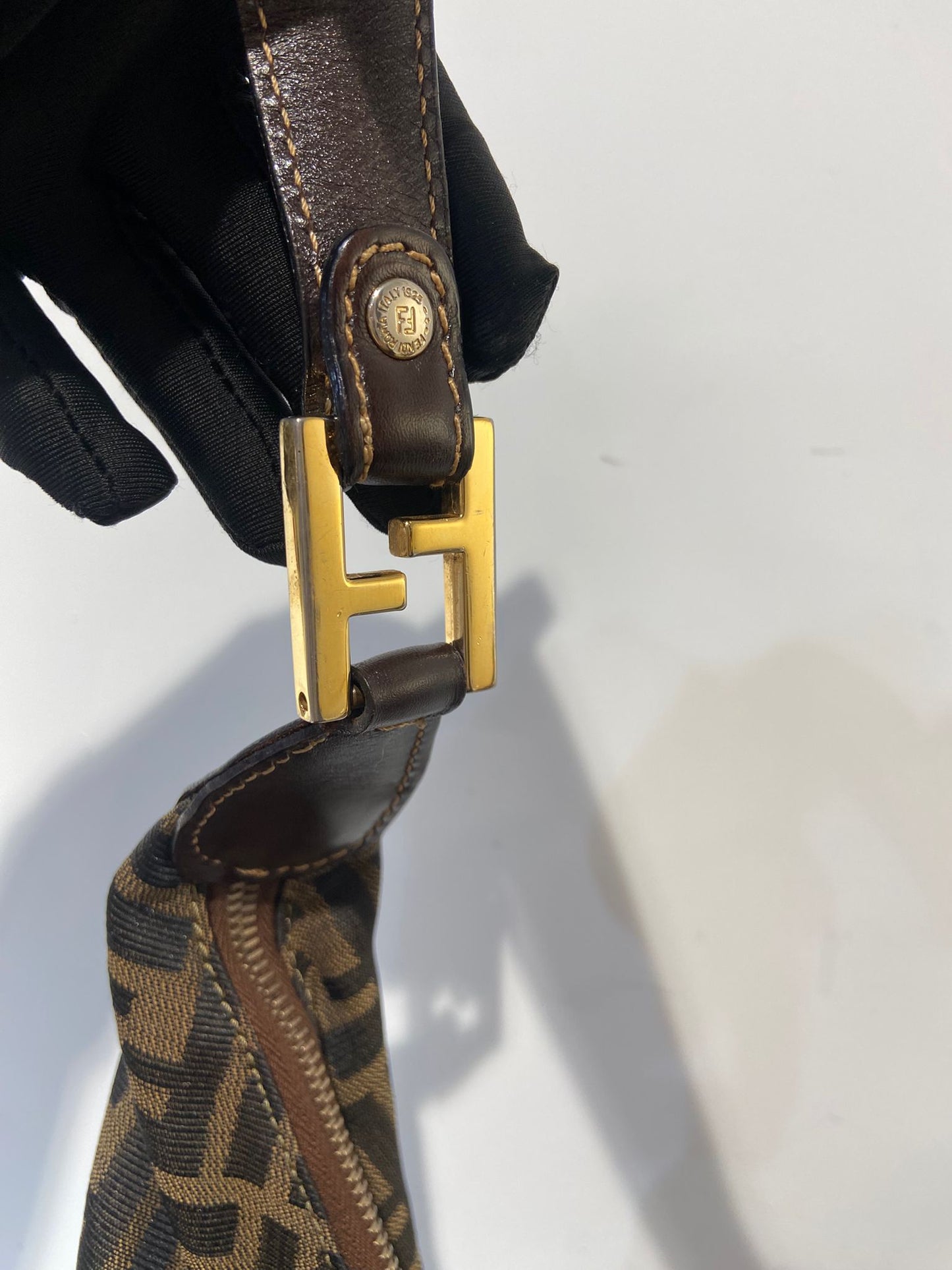 Fendi zucca double zip hobo bag