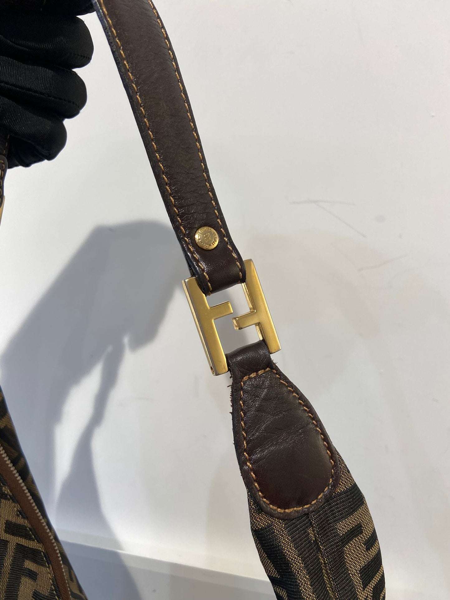 Fendi zucca double zip hobo bag