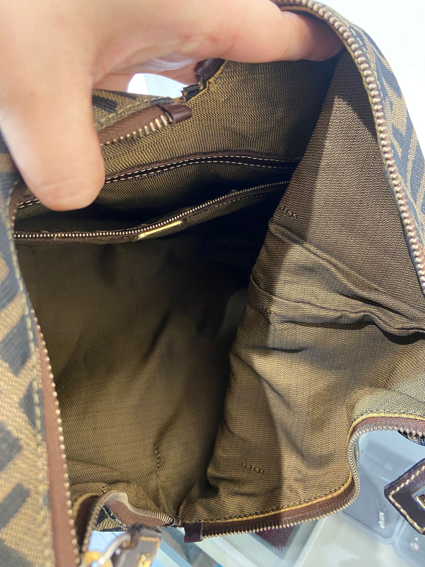 Fendi zucca double zip hobo bag