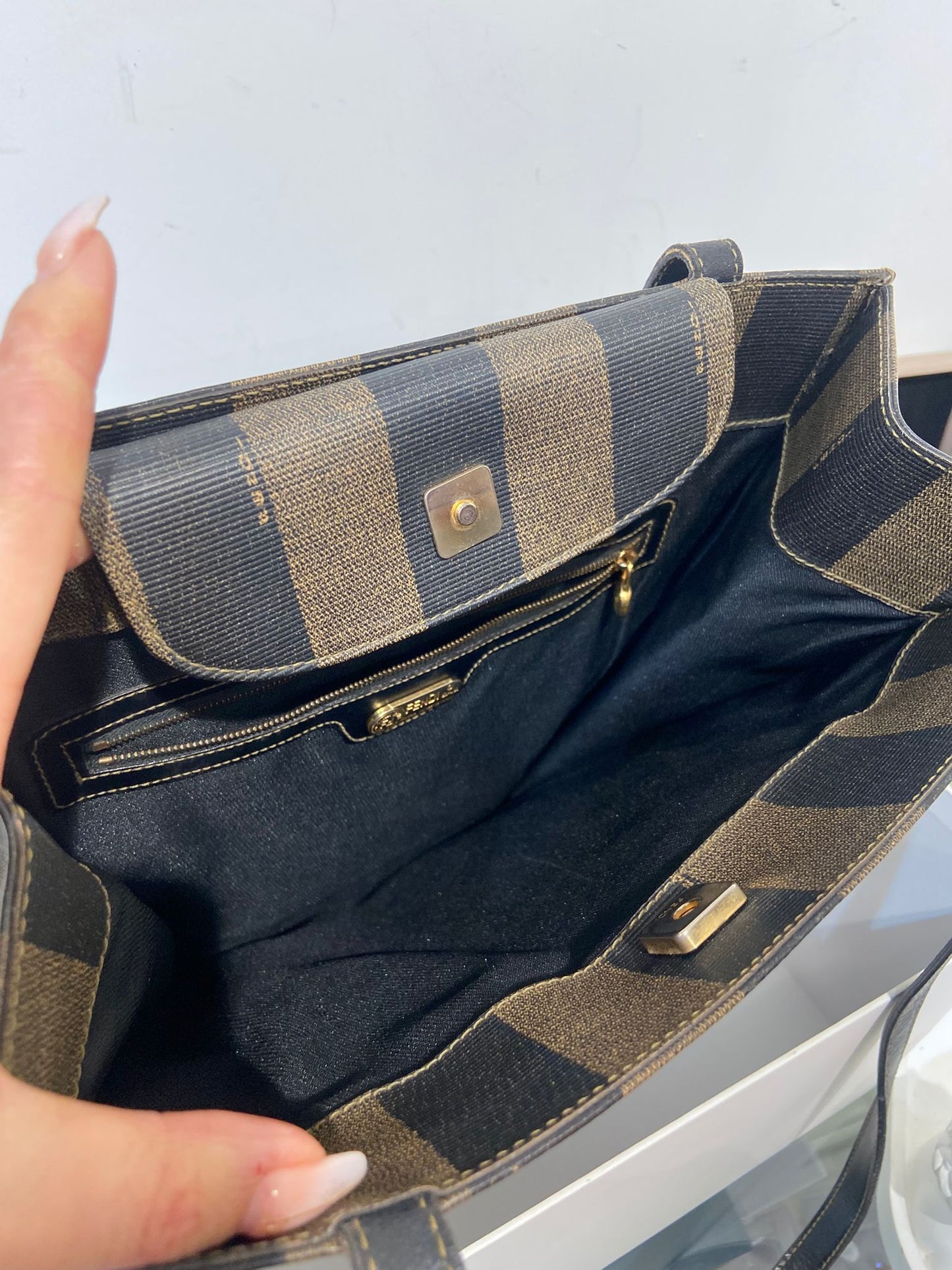 Fendi Vintage Pequin Roma Tote