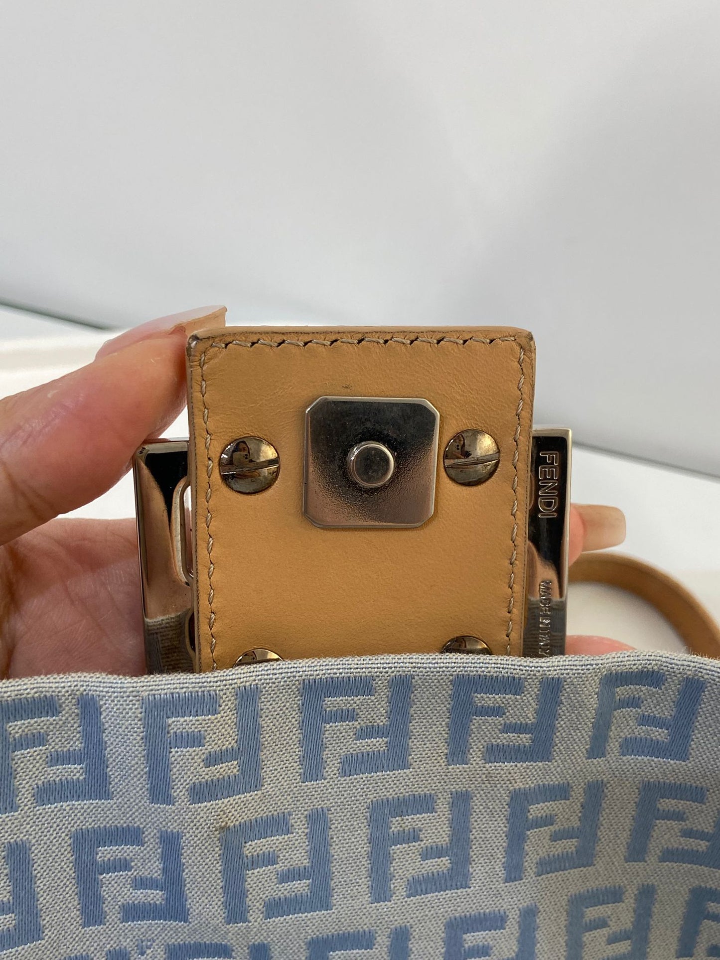 Fendi zucchino baguette light blue