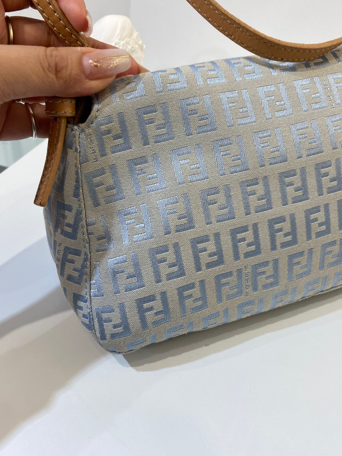 Fendi zucchino baguette light blue