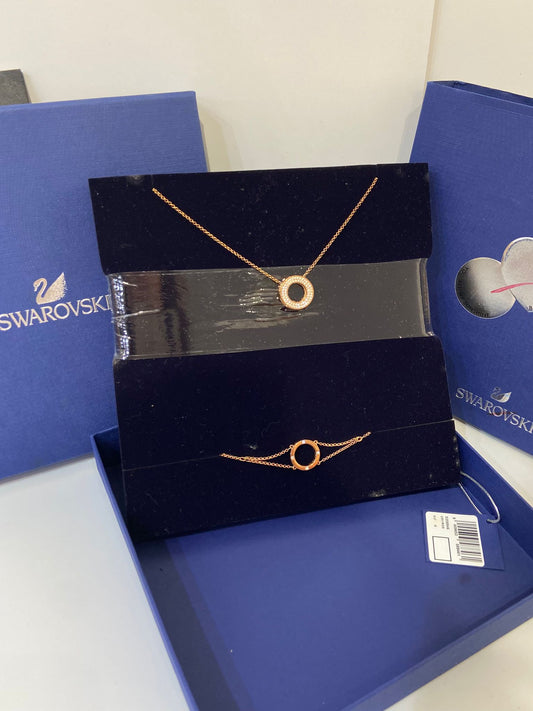 swarovski necklace and bracelet set rose gold