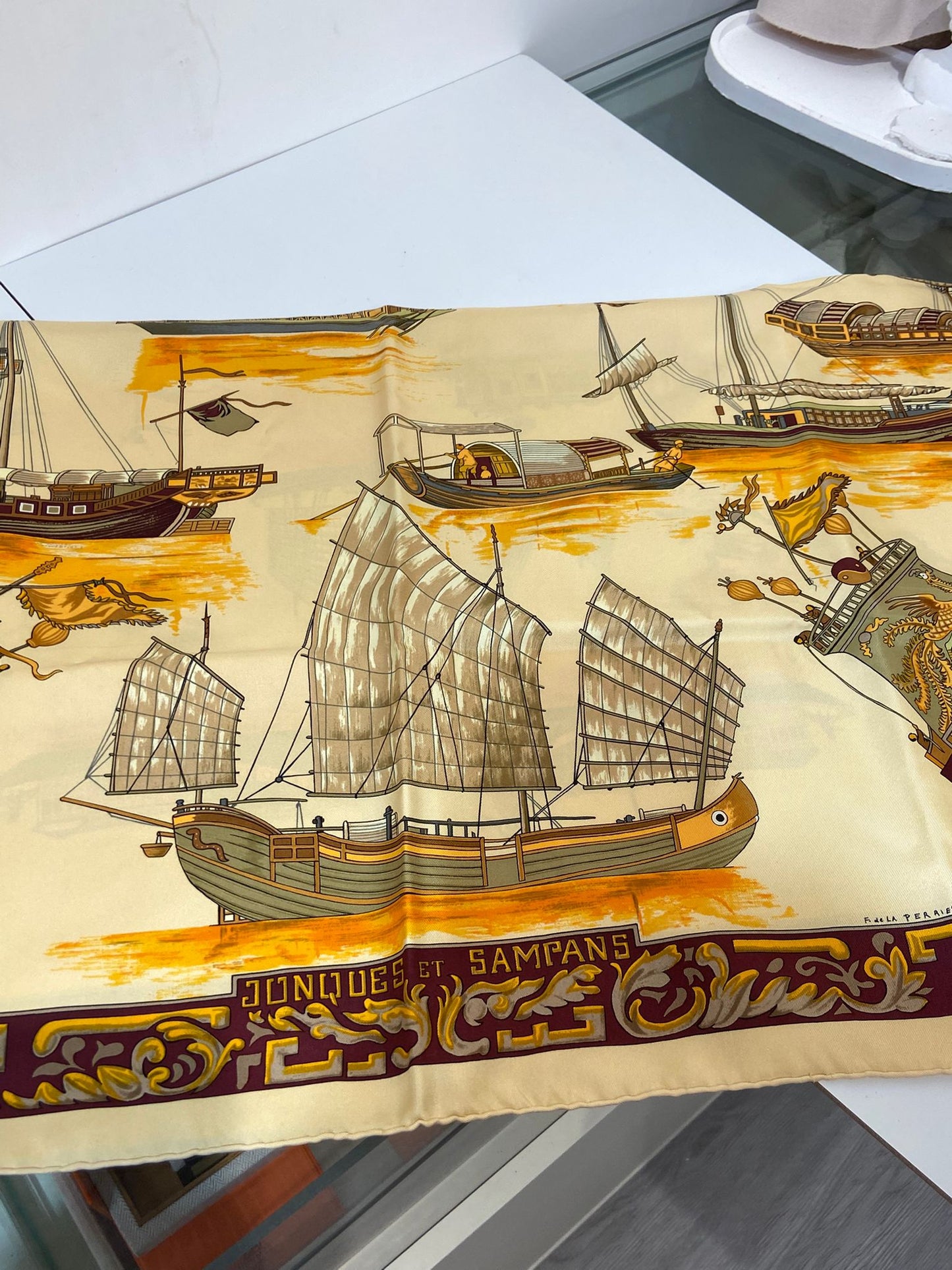 Hermès Jonques et Sampans 90x90 scarf