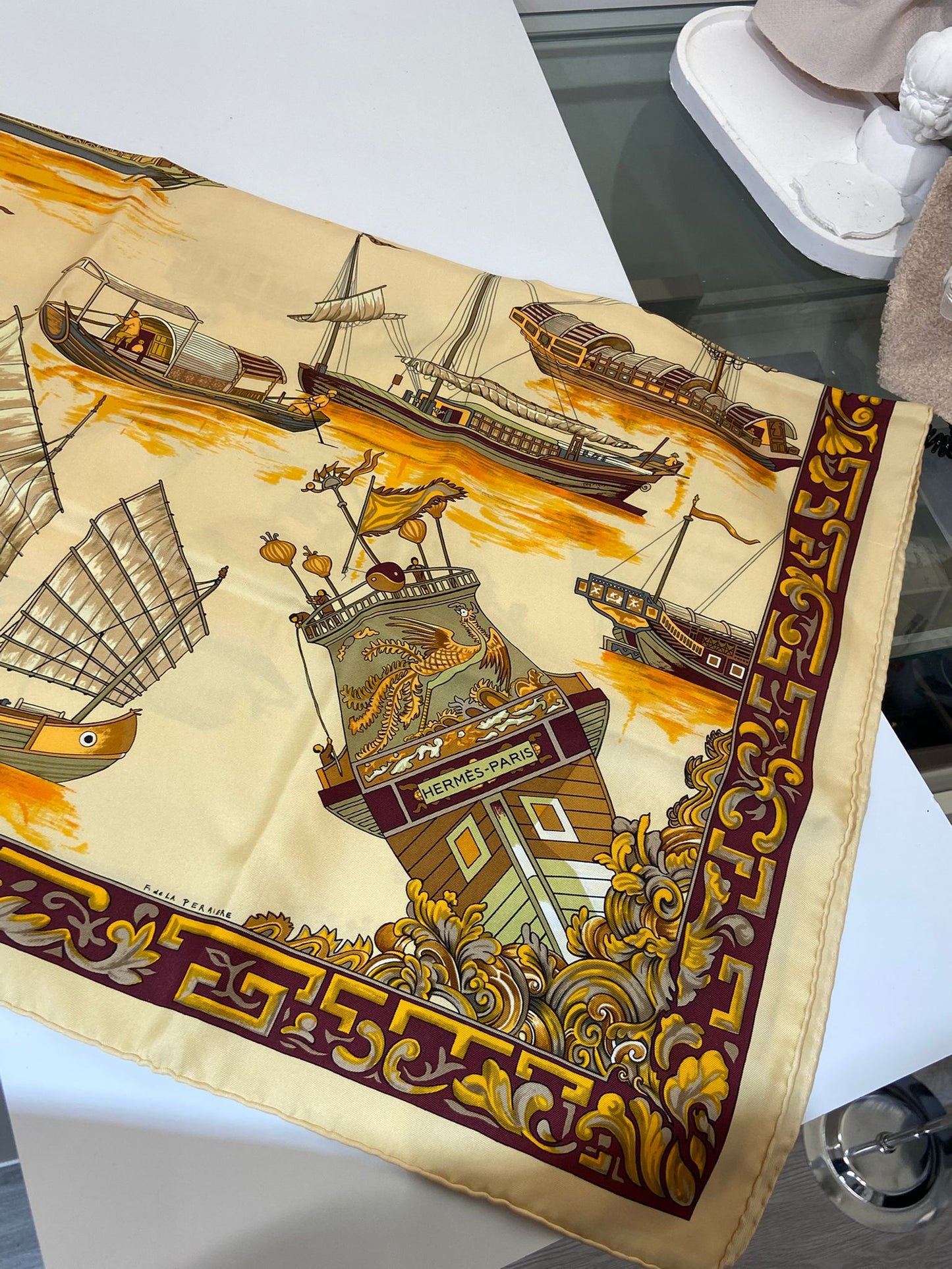 Hermès Jonques et Sampans 90x90 scarf