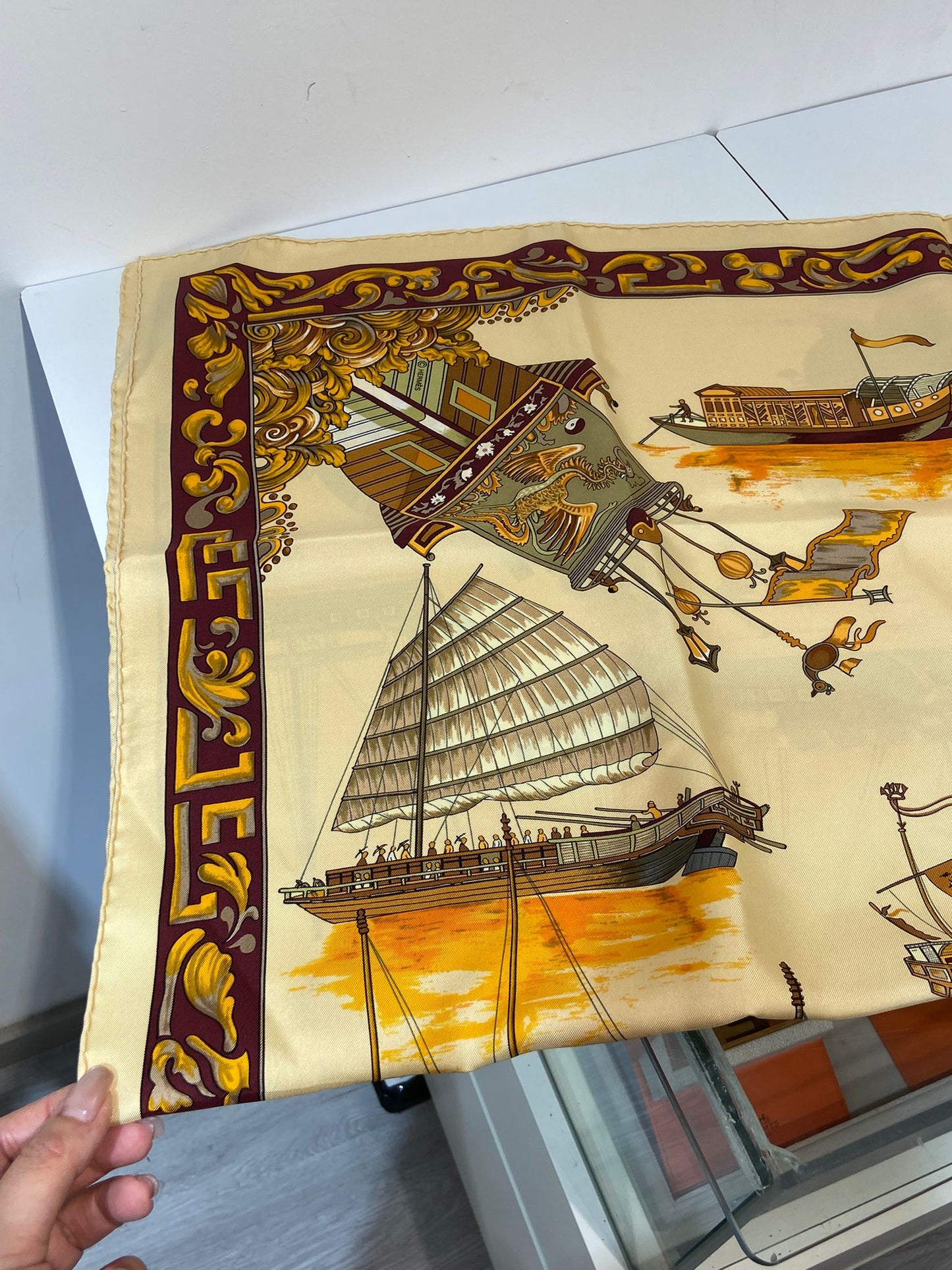 Hermès Jonques et Sampans 90x90 scarf