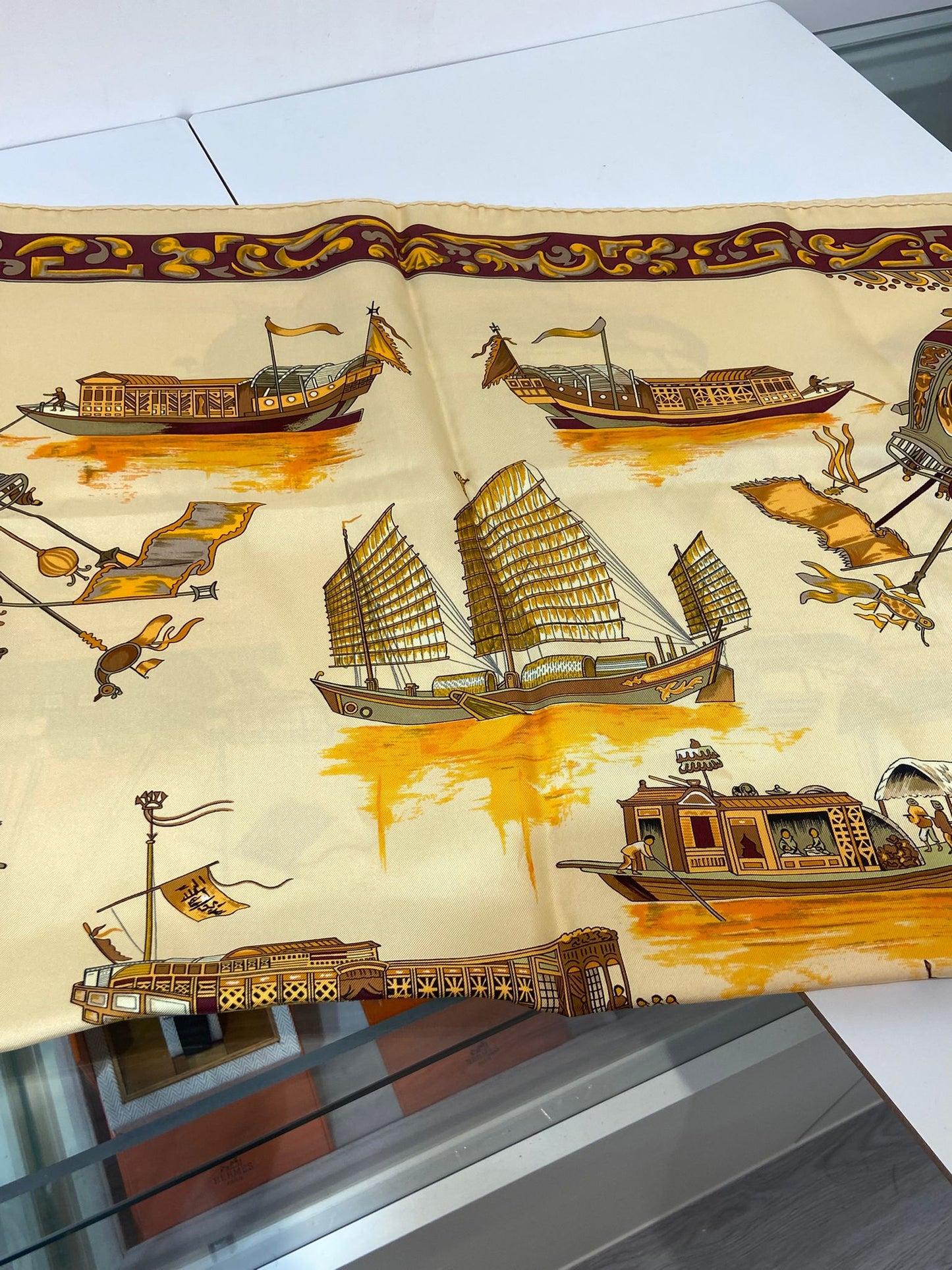 Hermès Jonques et Sampans 90x90 scarf