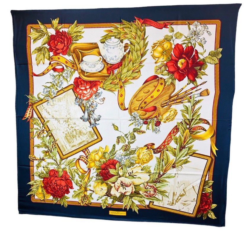 Salvatore Ferragamo Golden Floral Memories scarf