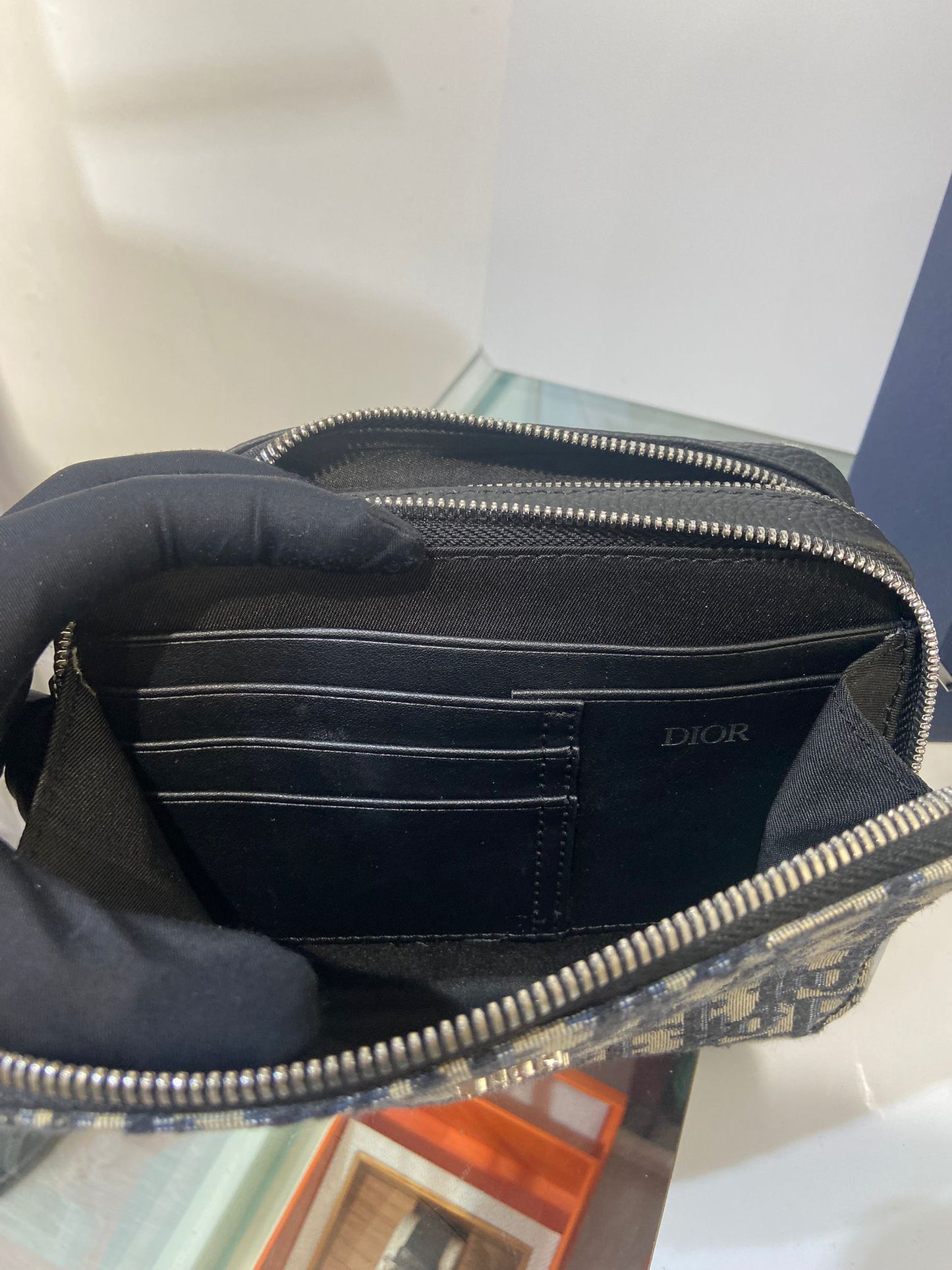 Dior Oblique zipped pouch with strap