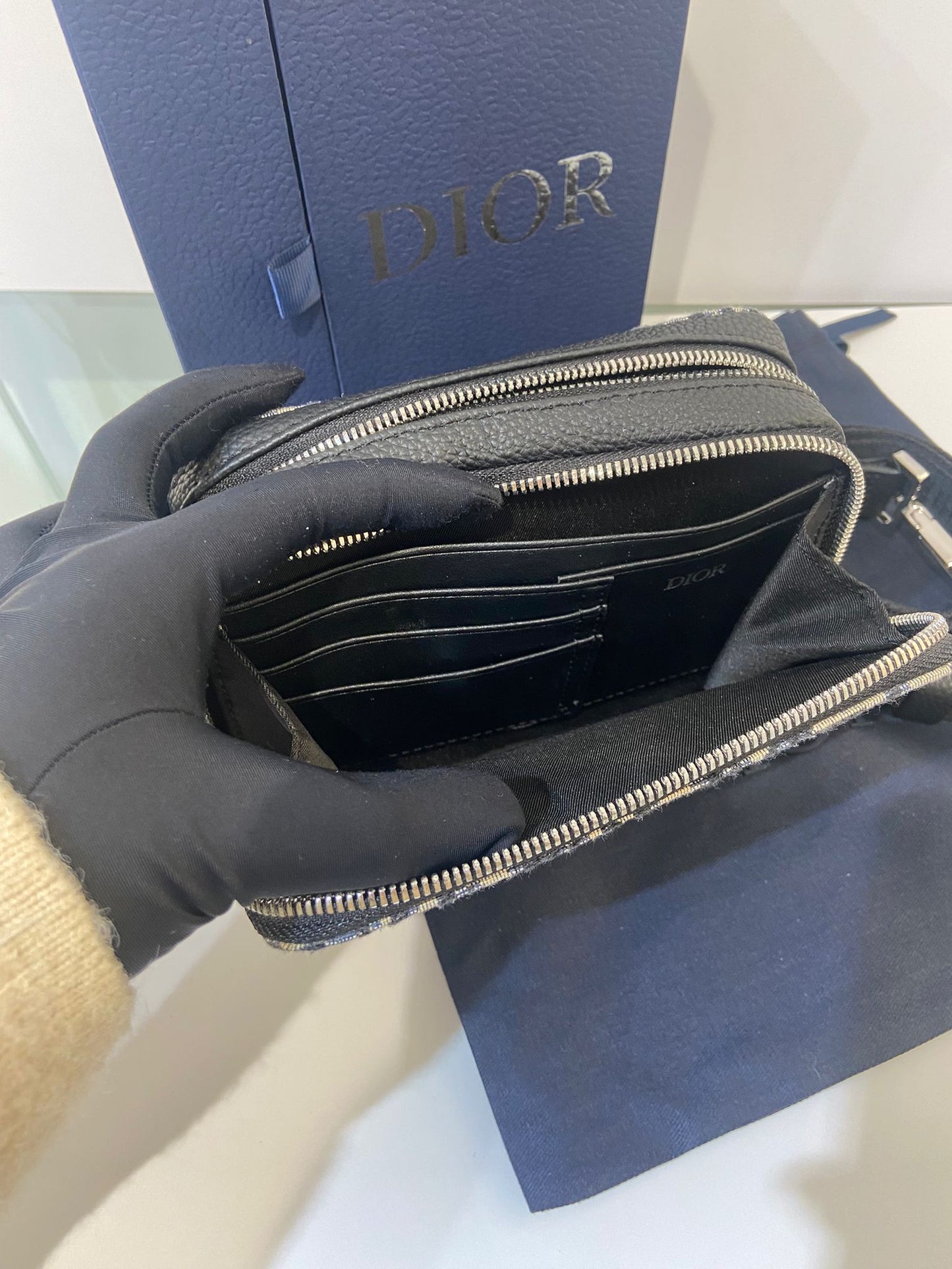 Dior Oblique zipped pouch with strap
