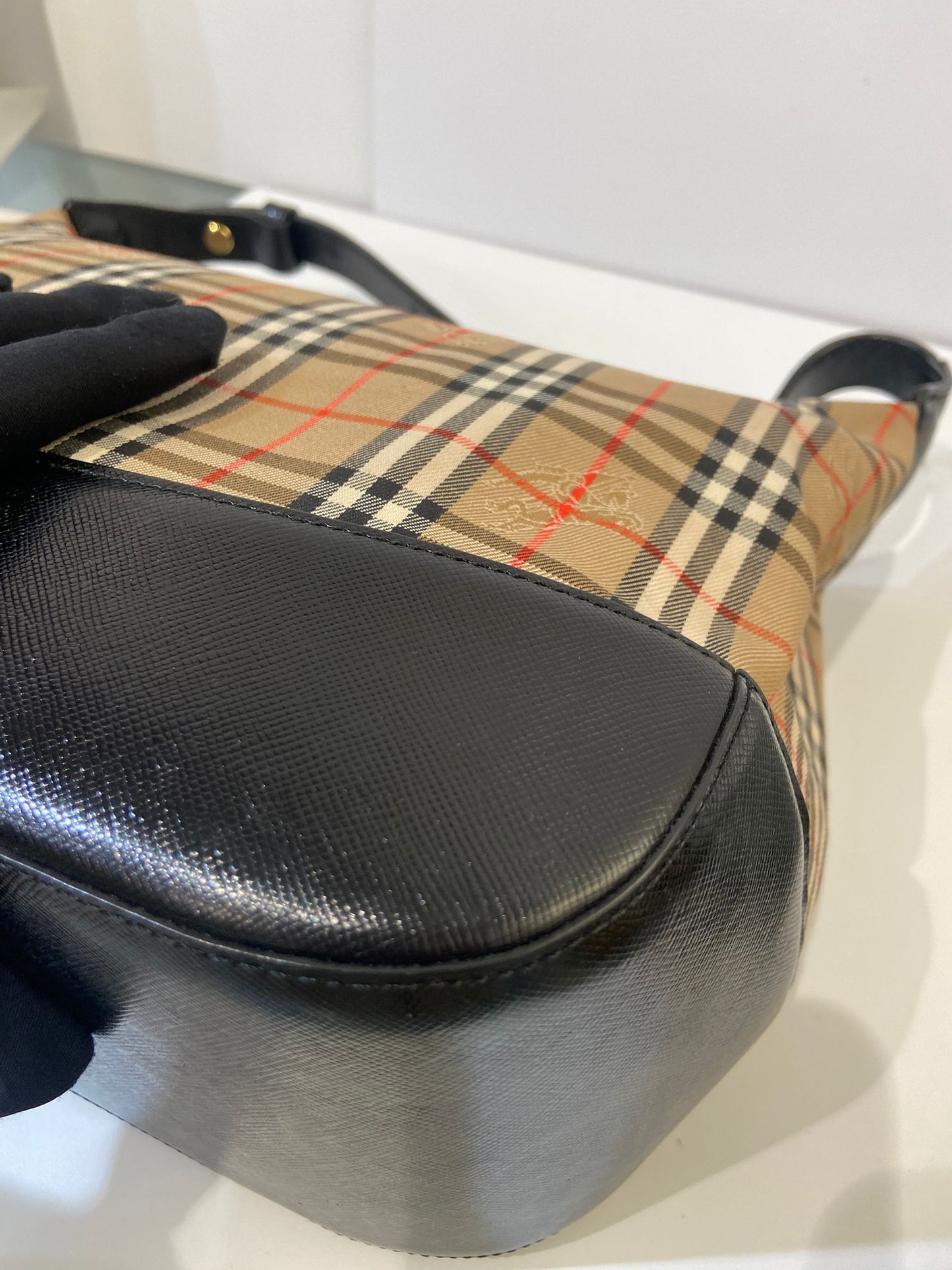 Burberry haymarket check hobo bag