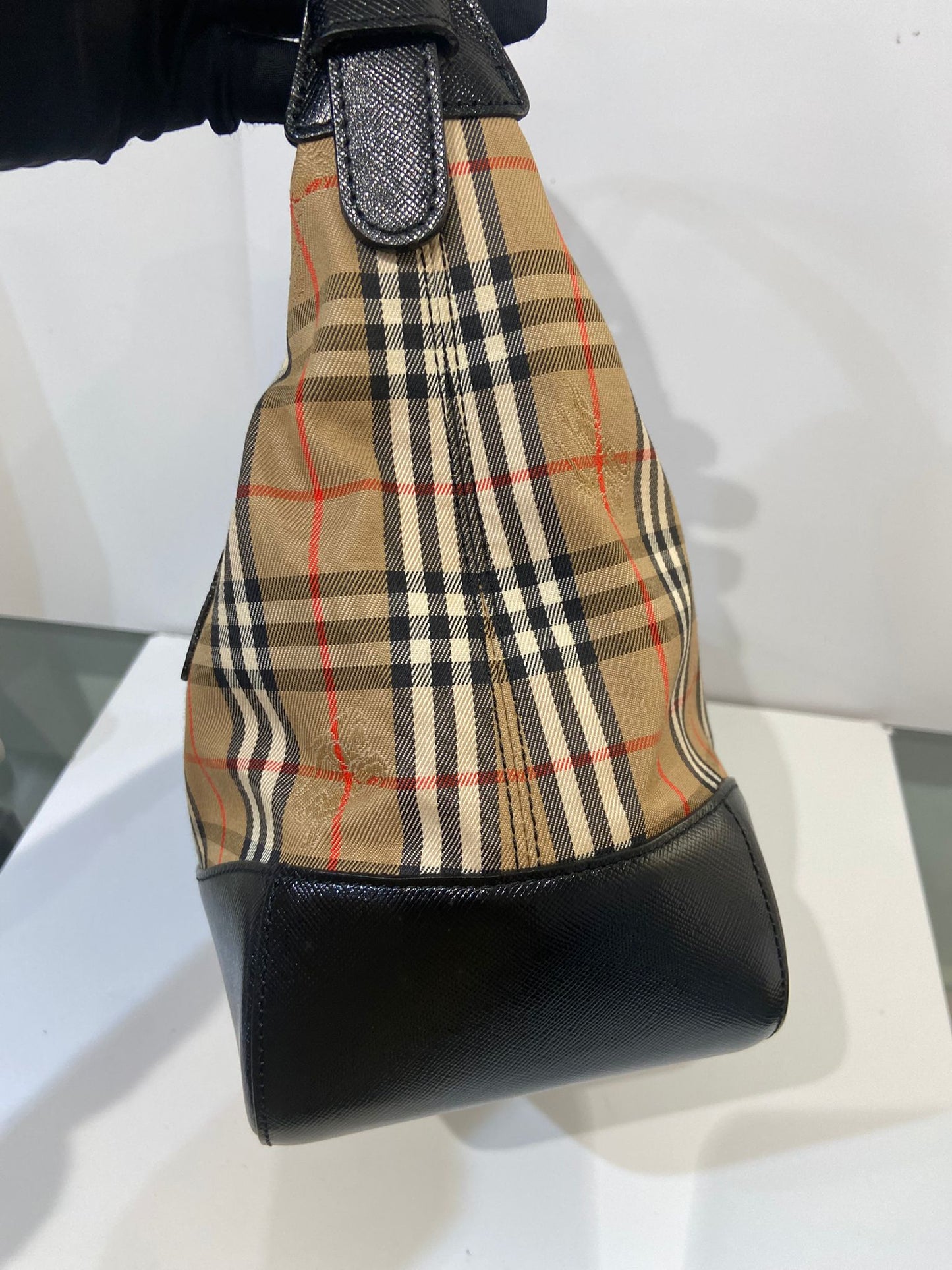 Burberry haymarket check hobo bag