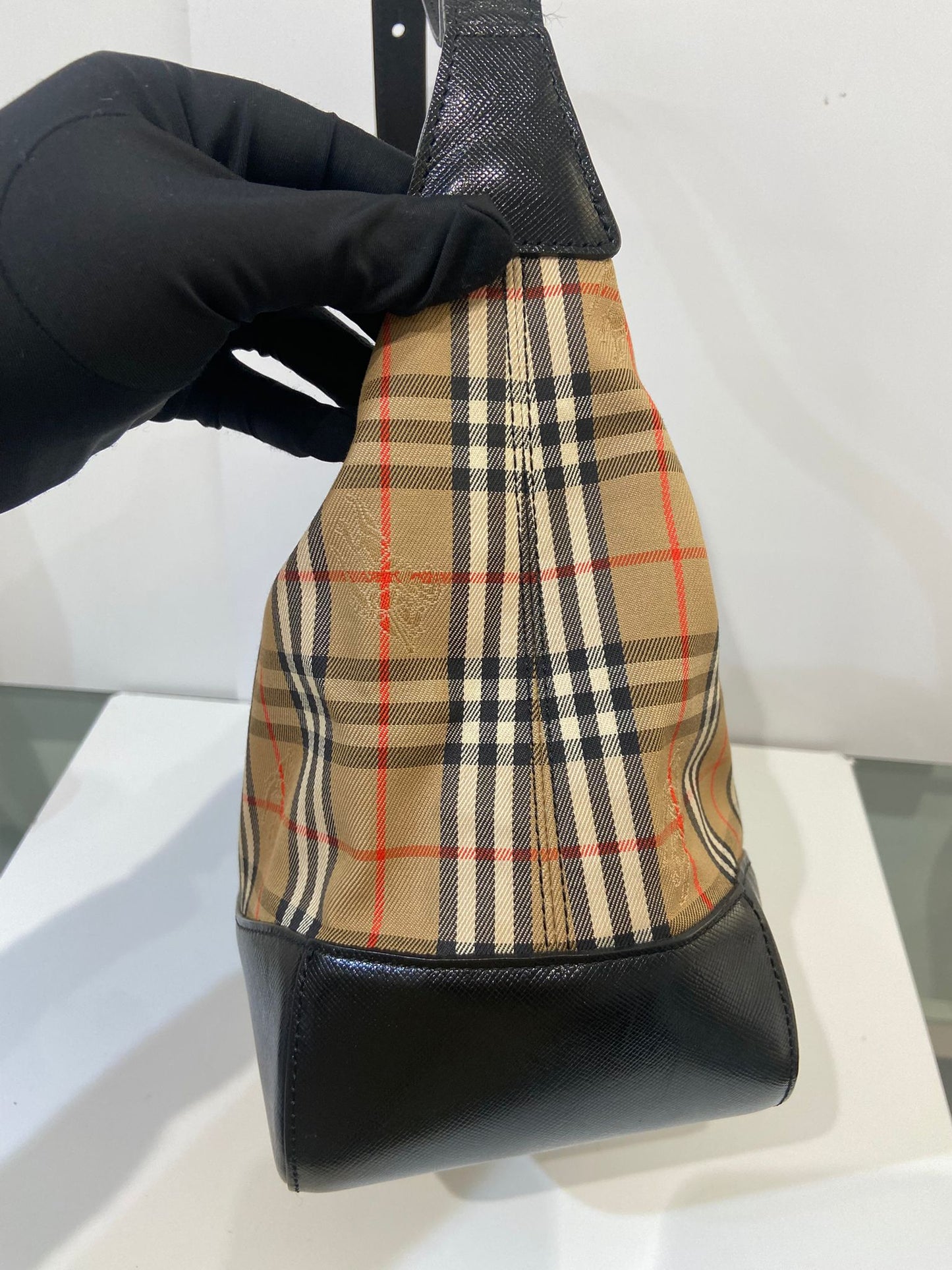 Burberry haymarket check hobo bag
