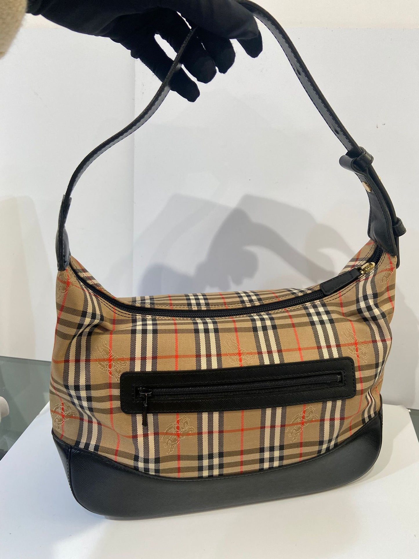 Burberry haymarket check hobo bag