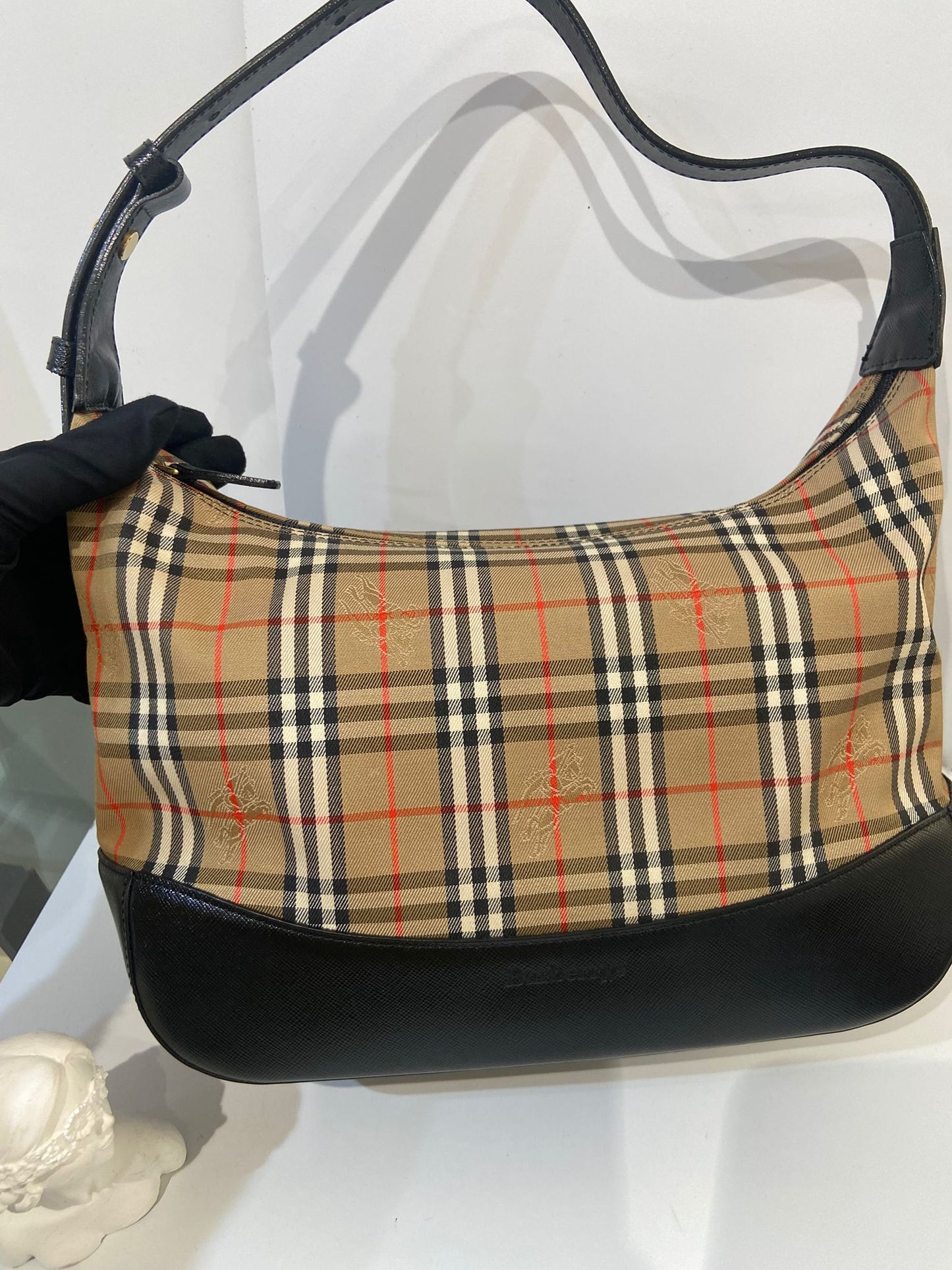Burberry haymarket check hobo bag