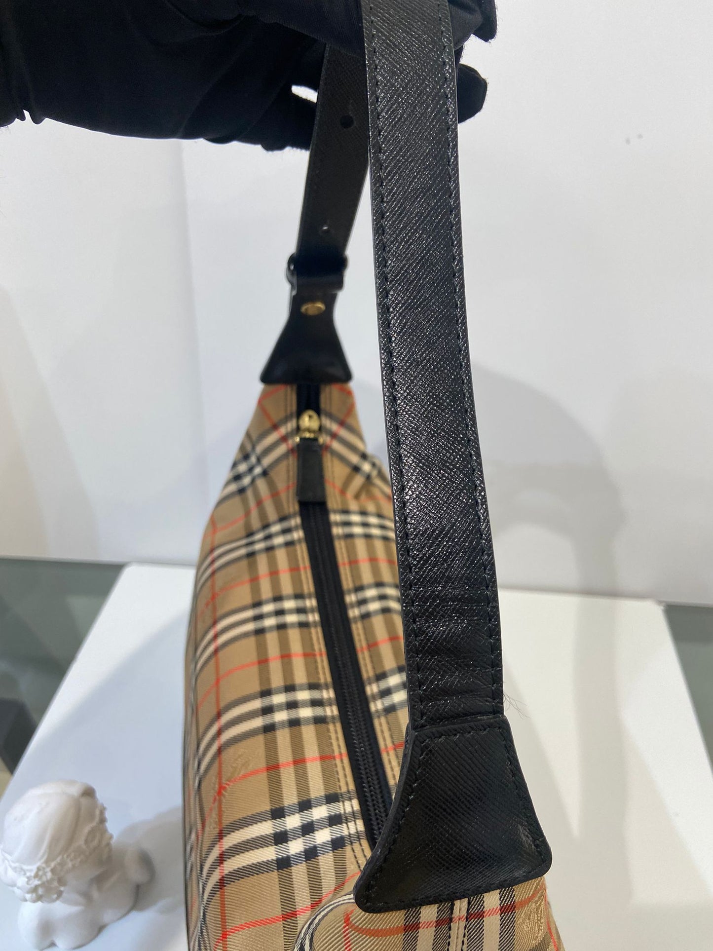 Burberry haymarket check hobo bag