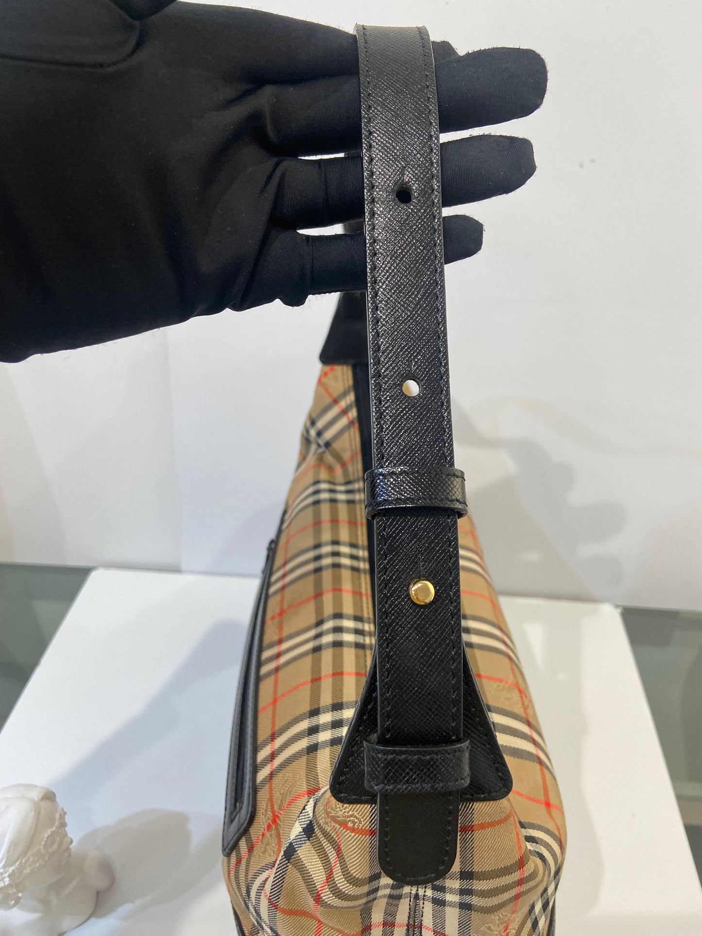 Burberry haymarket check hobo bag
