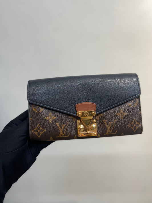 LV 長銀包黑色拼老花