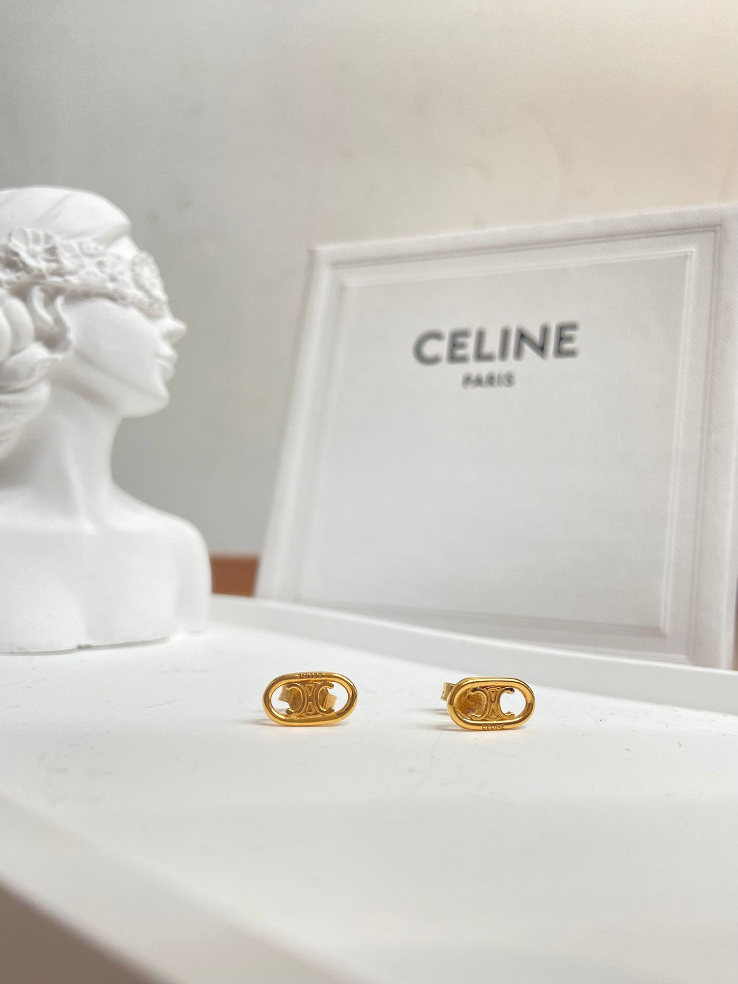 Celine 凱旋門 logo mini 耳環