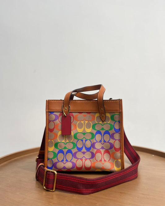 Coach 🌈彩字logo tote small