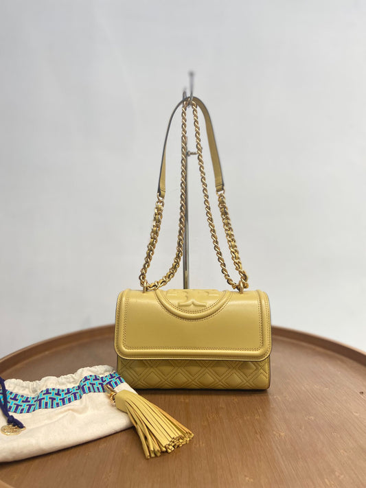 Tory Burch 奶黃色 鏈條袋