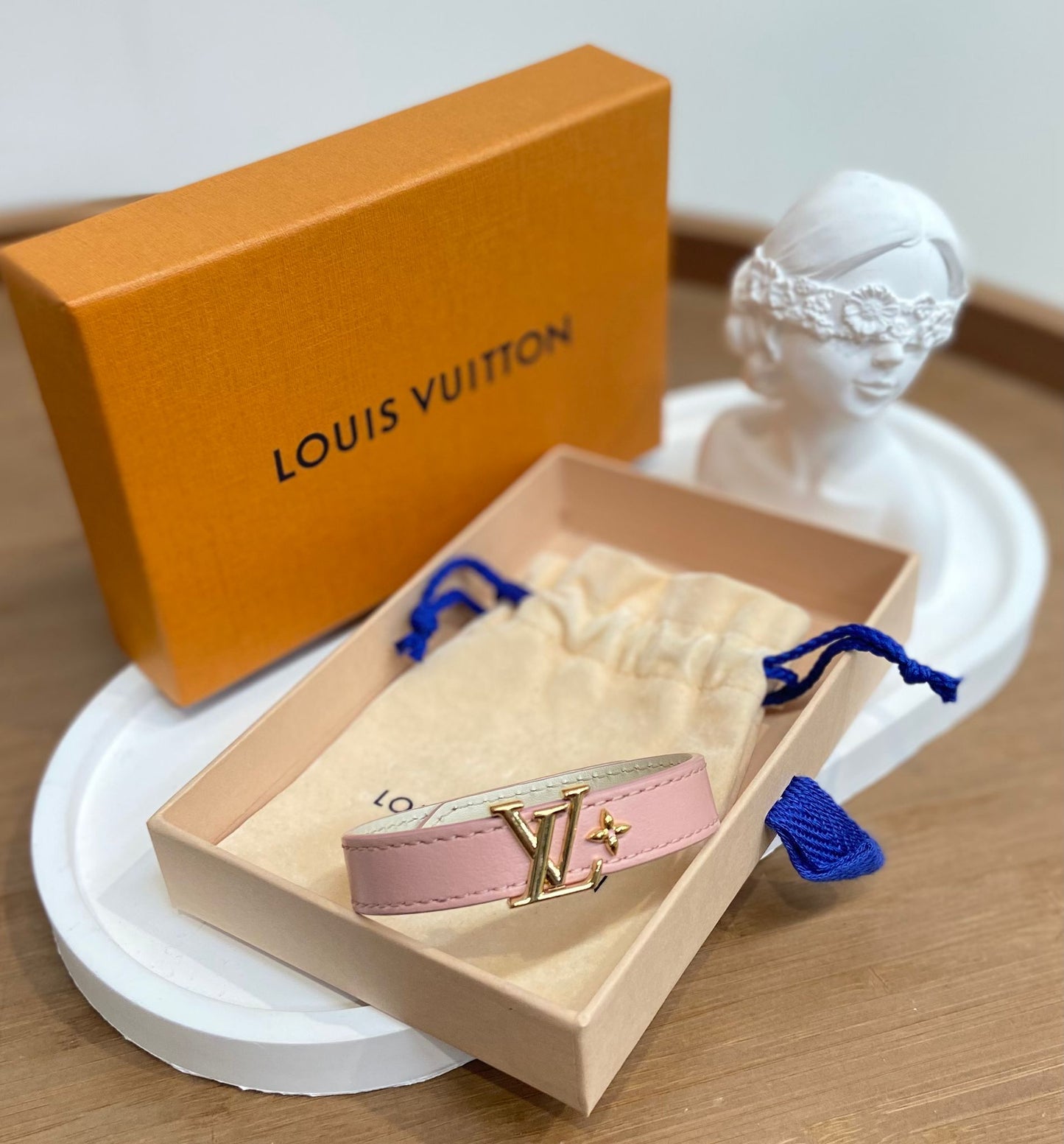 LV 金扣 粉色 手帶