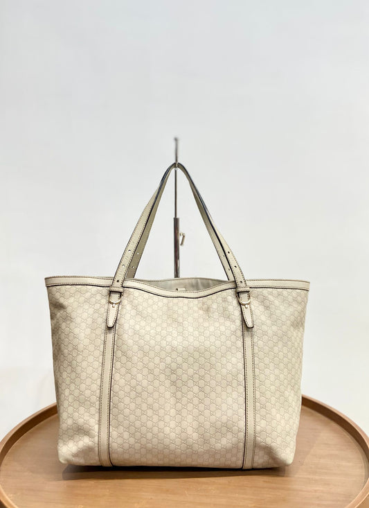 Gucci 牛皮壓紋老花tote