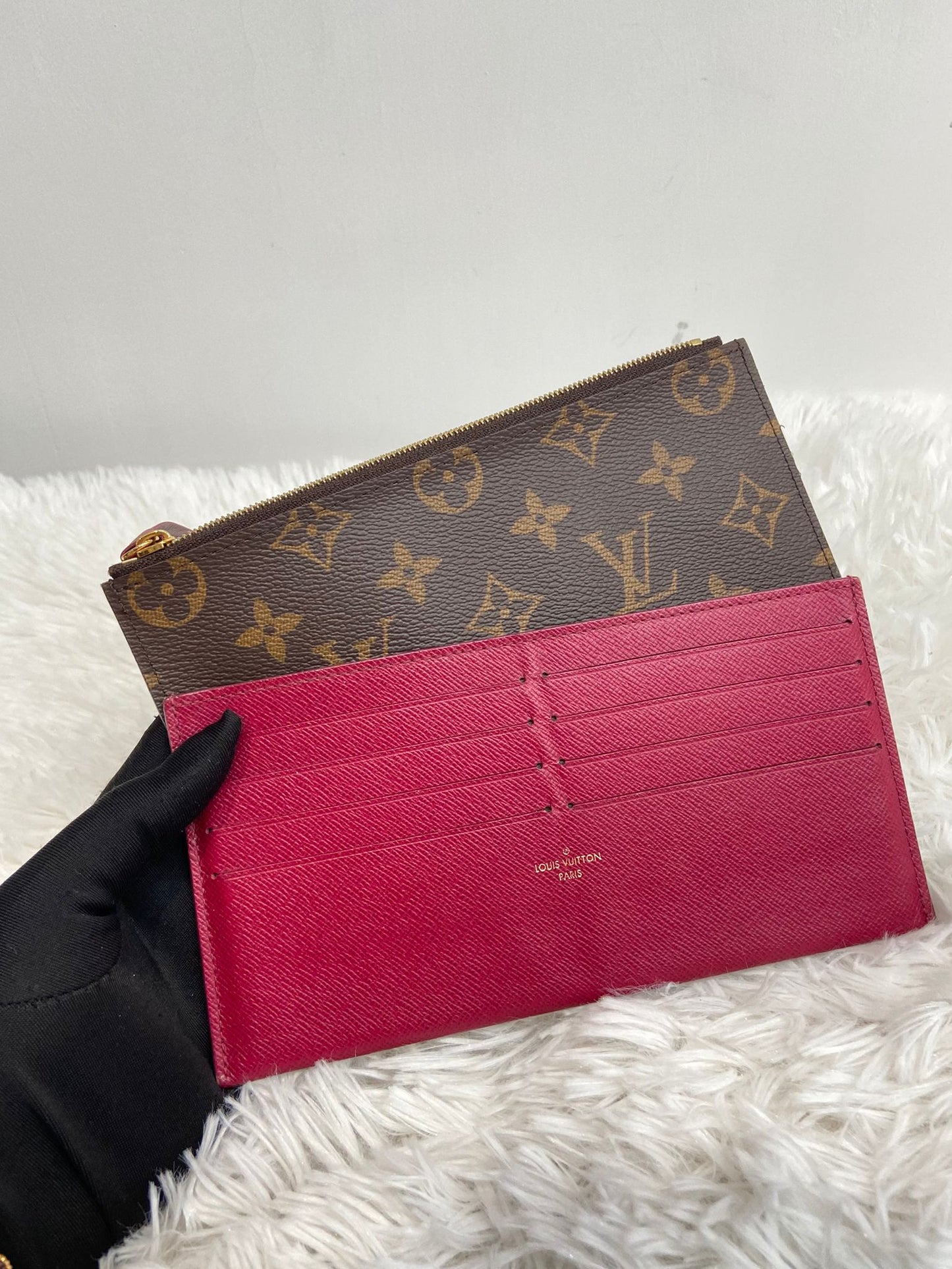 LV 老花/桃紅色 卡包兩件套 一Set