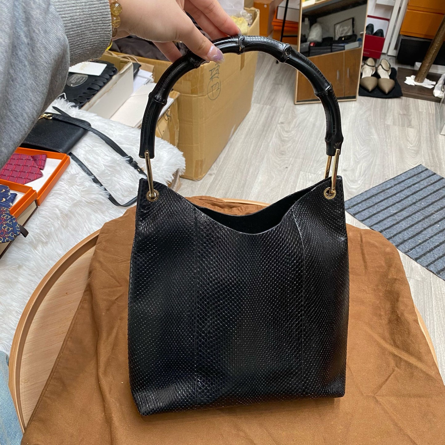 Gucci蜥蜴皮袋 有塵袋