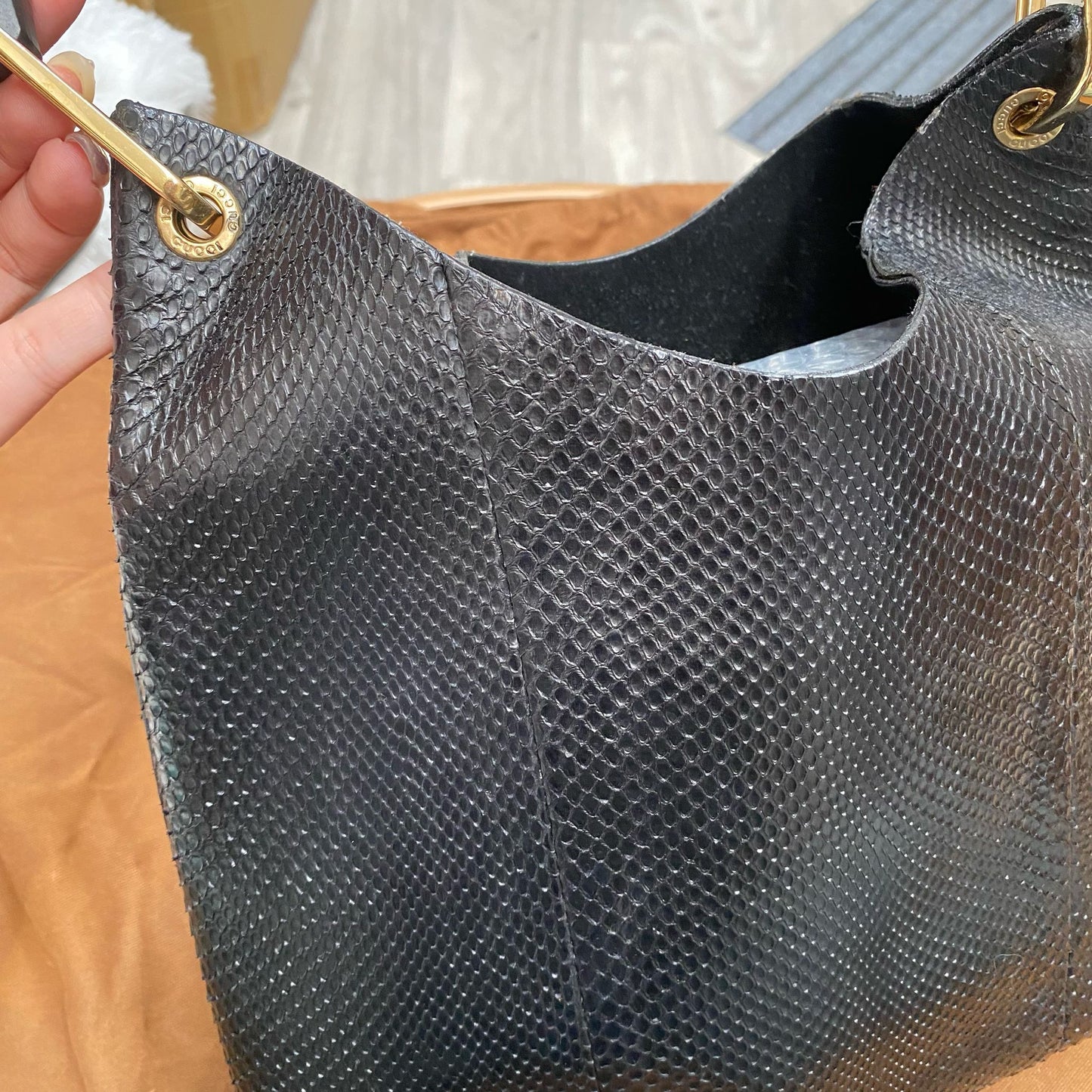 Gucci蜥蜴皮袋 有塵袋