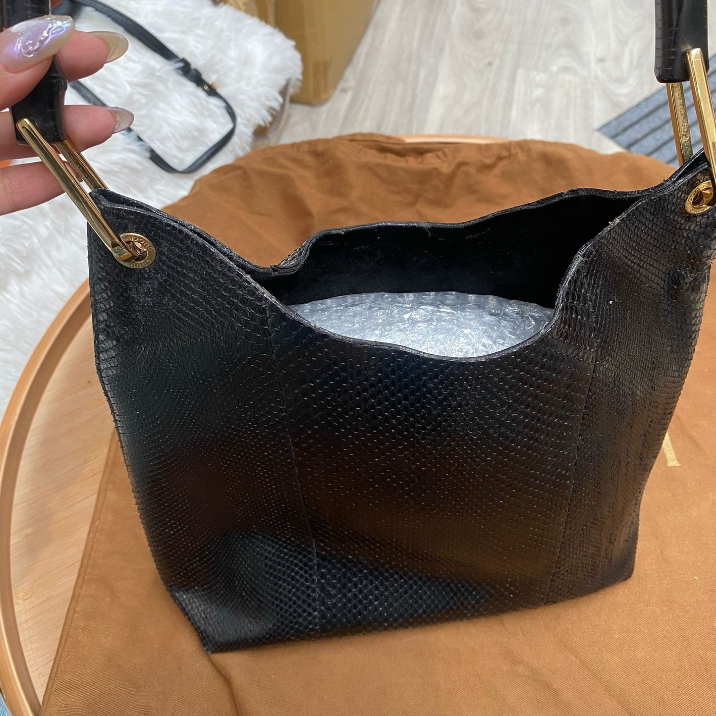 Gucci蜥蜴皮袋 有塵袋