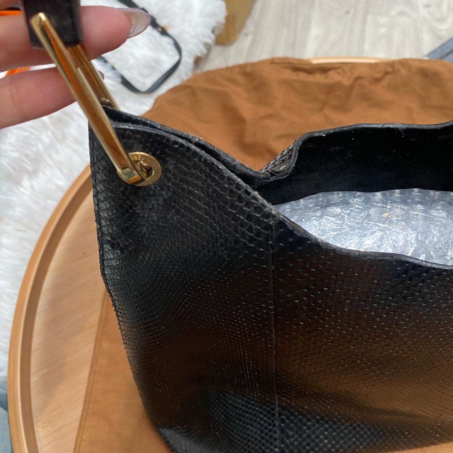Gucci蜥蜴皮袋 有塵袋