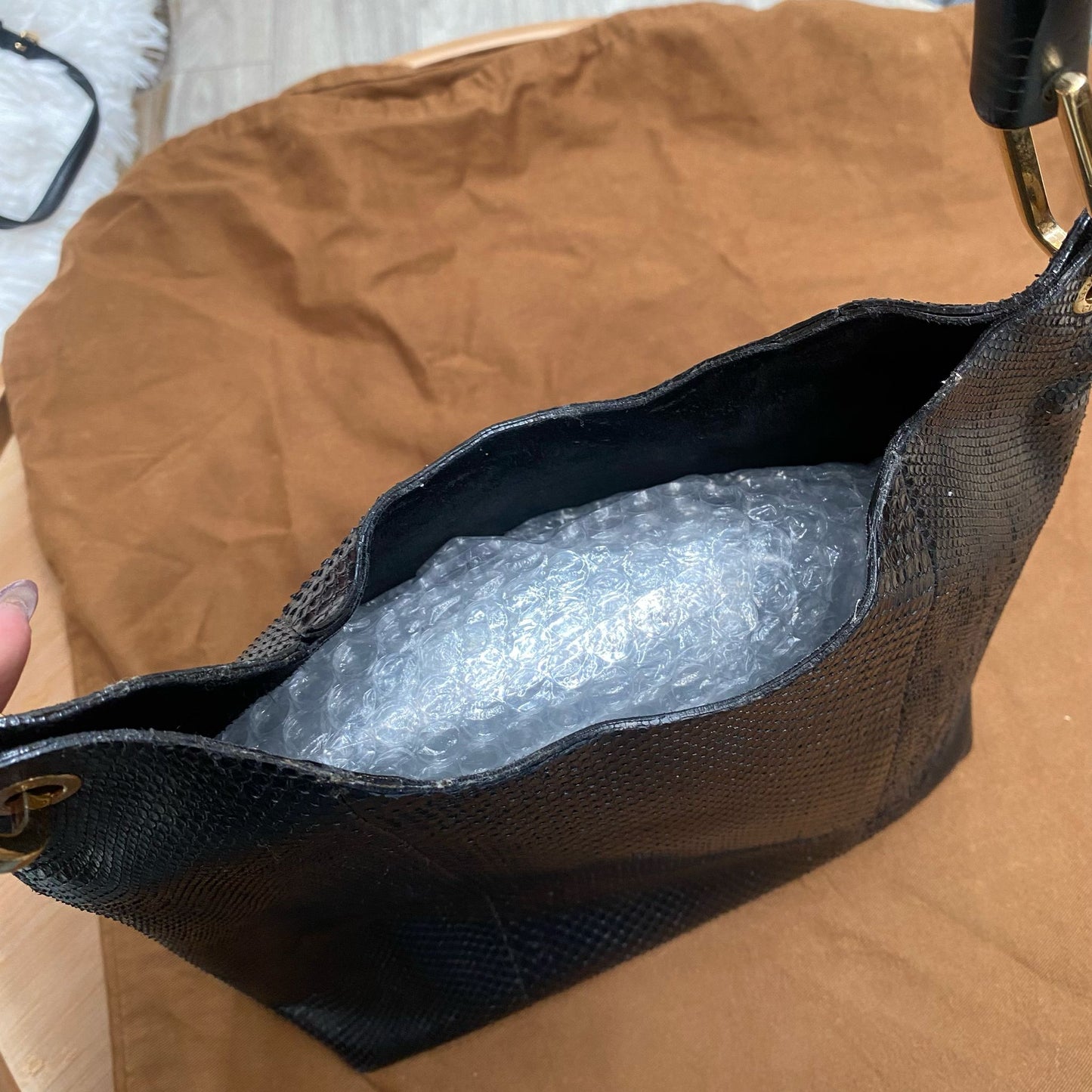 Gucci蜥蜴皮袋 有塵袋
