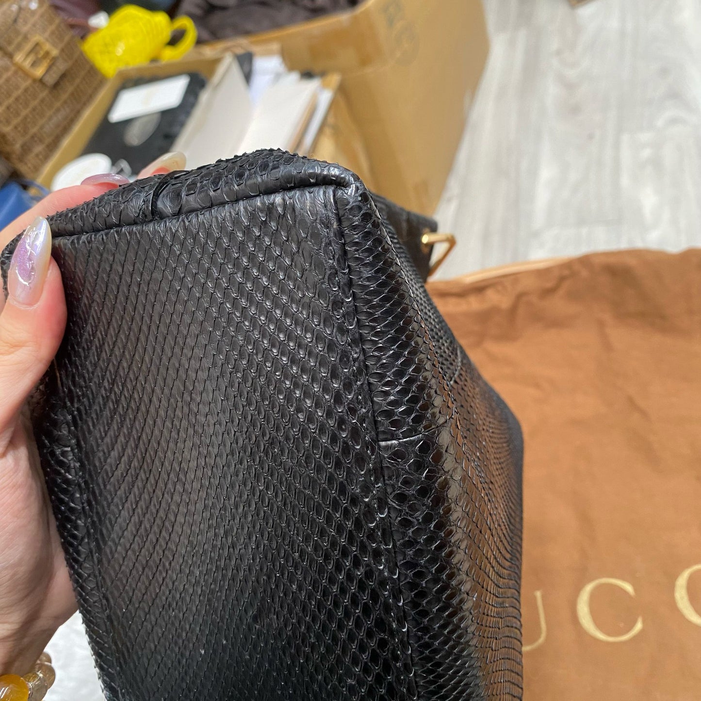 Gucci蜥蜴皮袋 有塵袋