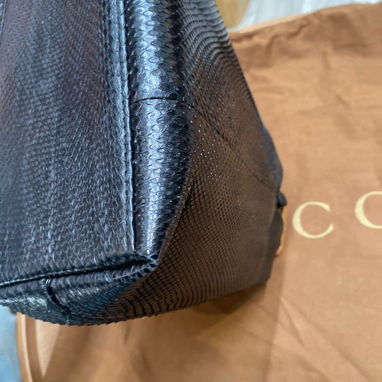 Gucci蜥蜴皮袋 有塵袋