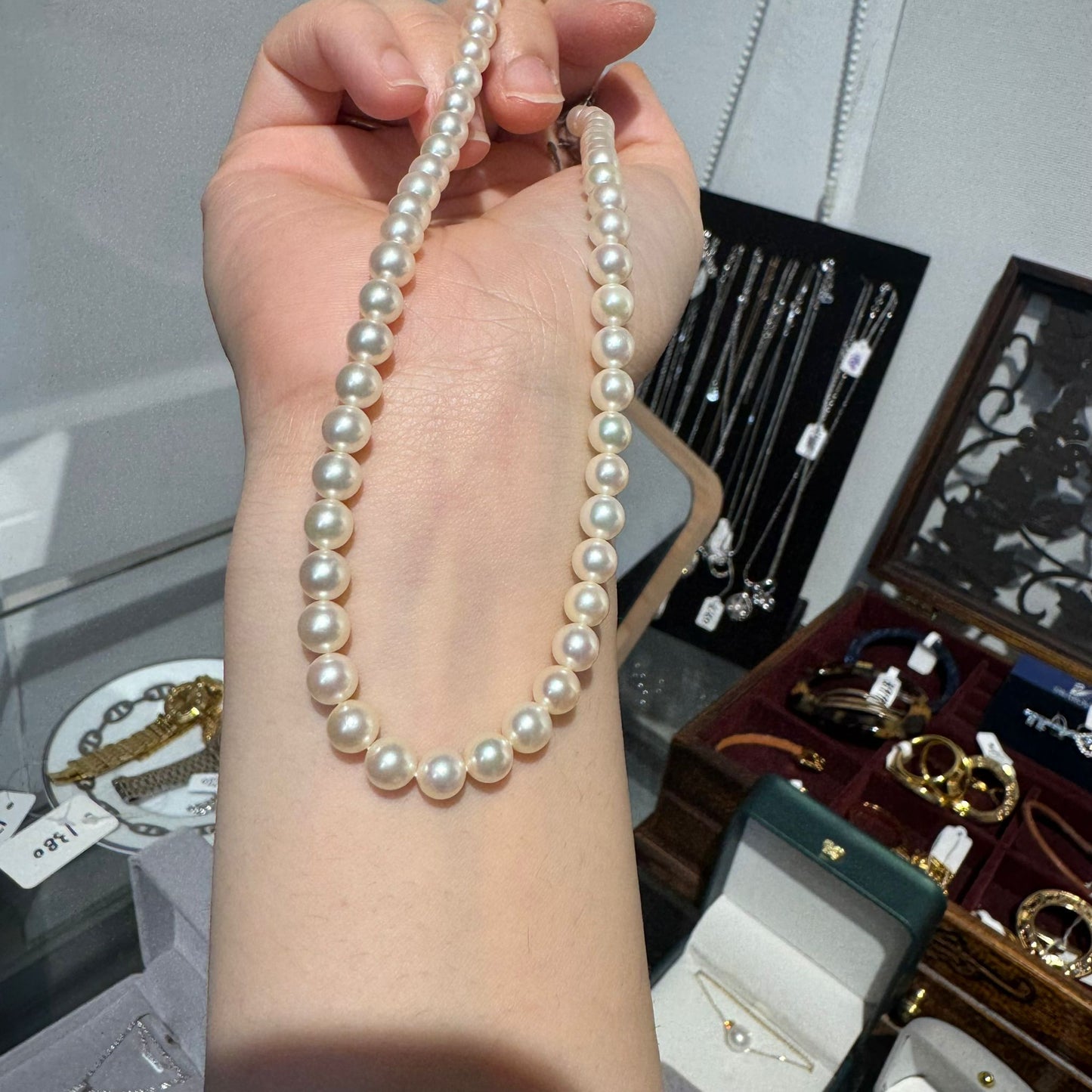 5mm極光淡水串珠頸鏈