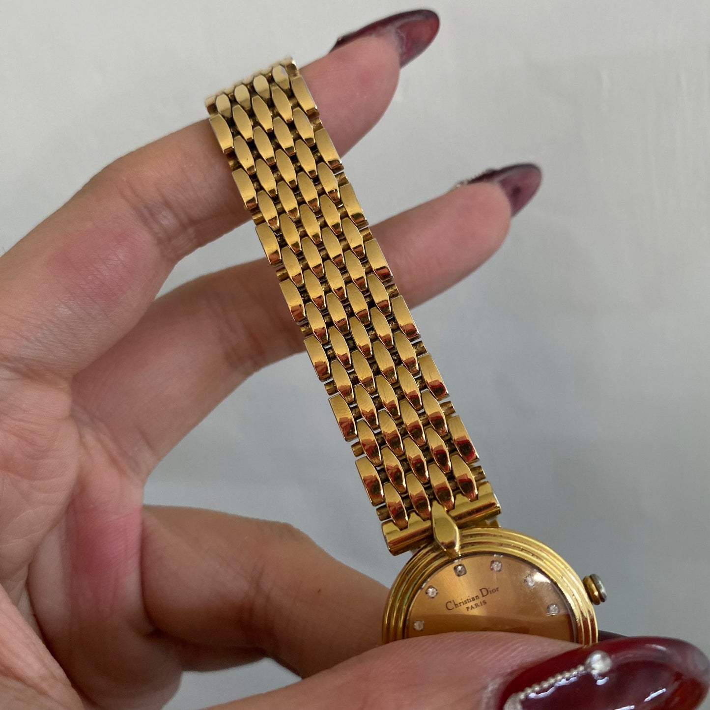 DIOR 金色閃鑽手錶